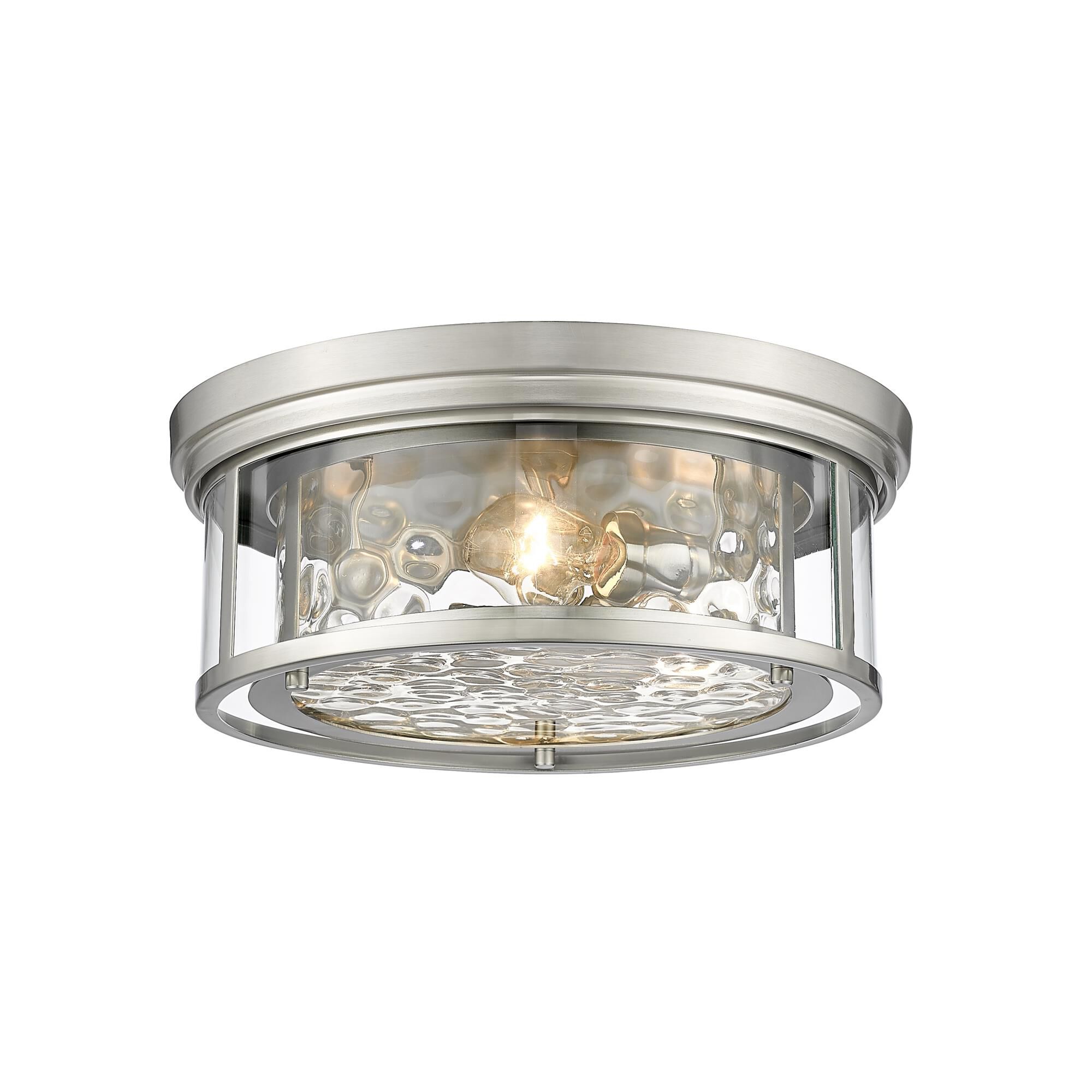 Shown in Brushed Nickel finish and Glass shade