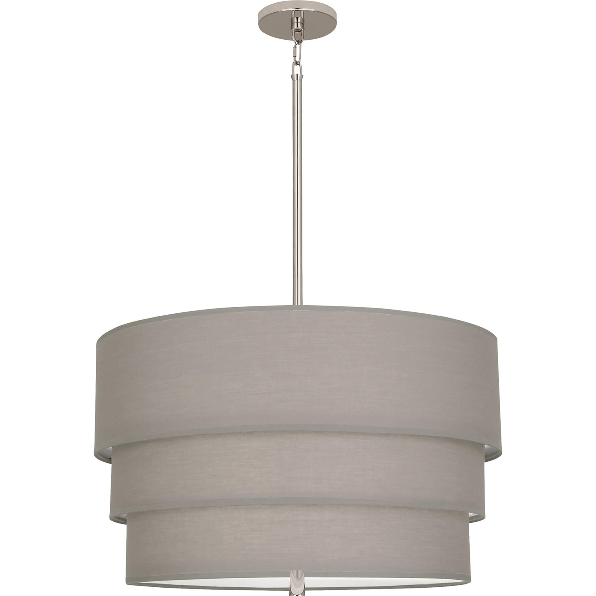 Shown in Polished Nickel Finish finish and Polished Nickel Finish glass and Smoke Gray Fabric shade