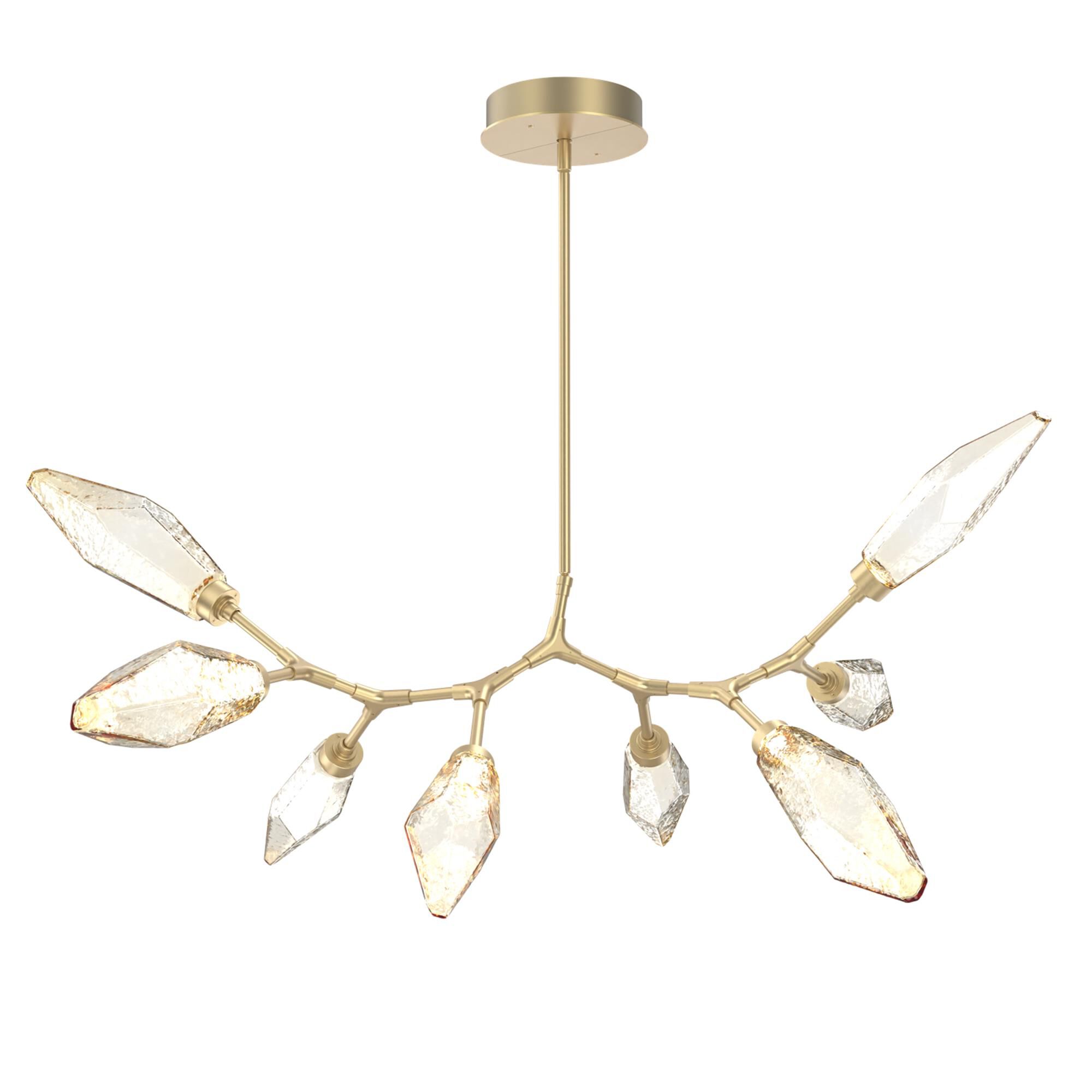 Shown in Gilded Brass finish and Amber glass