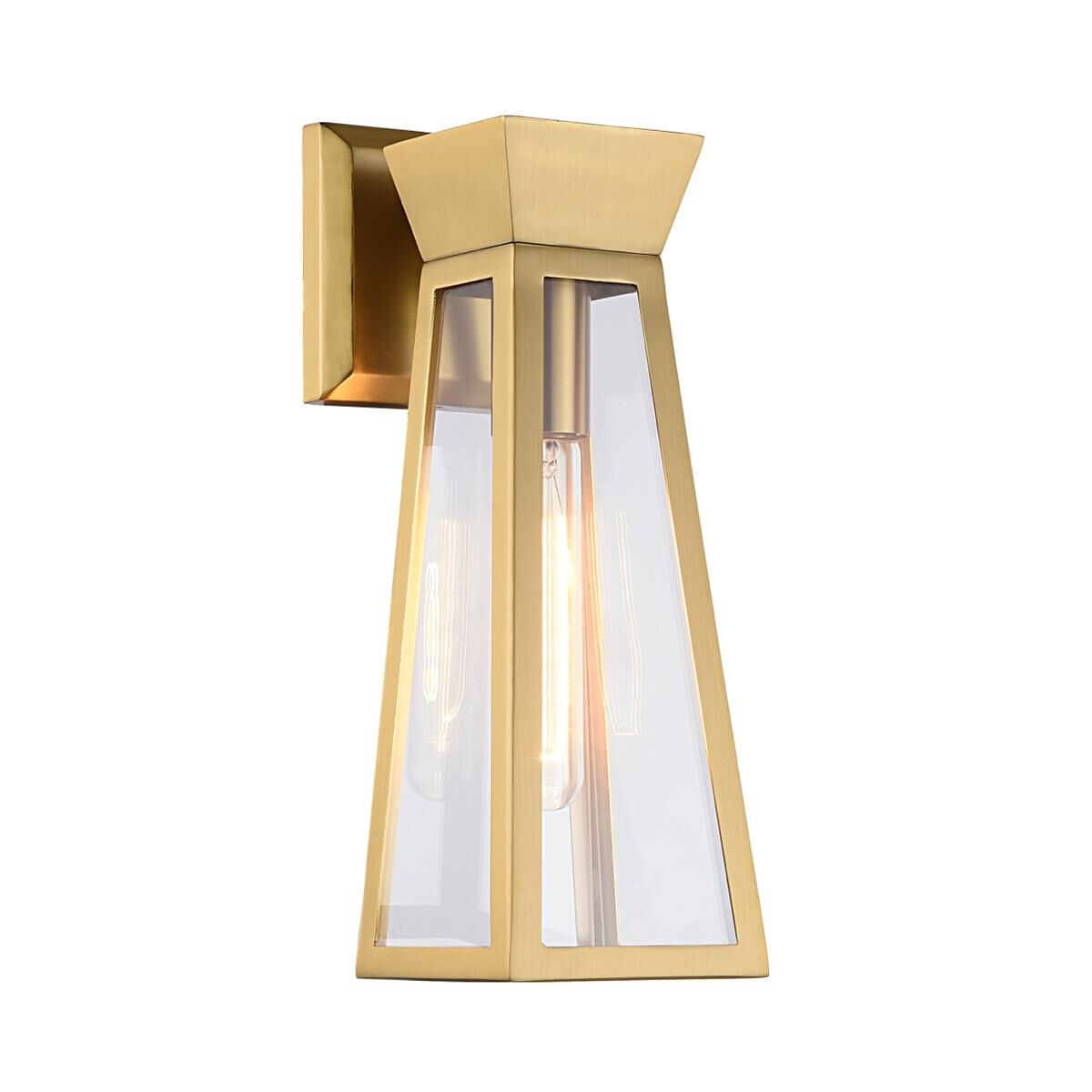 Shown in Brushed Brass finish and Clear glass