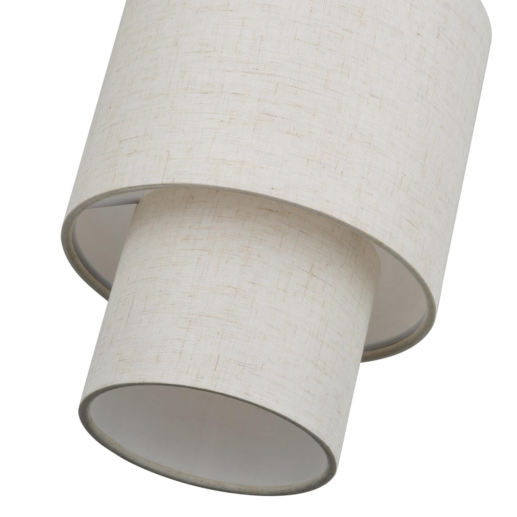 Shown in Brushed Nickel finish and Hand Crafted Oatmeal Color Fabric with White Color Inside shade