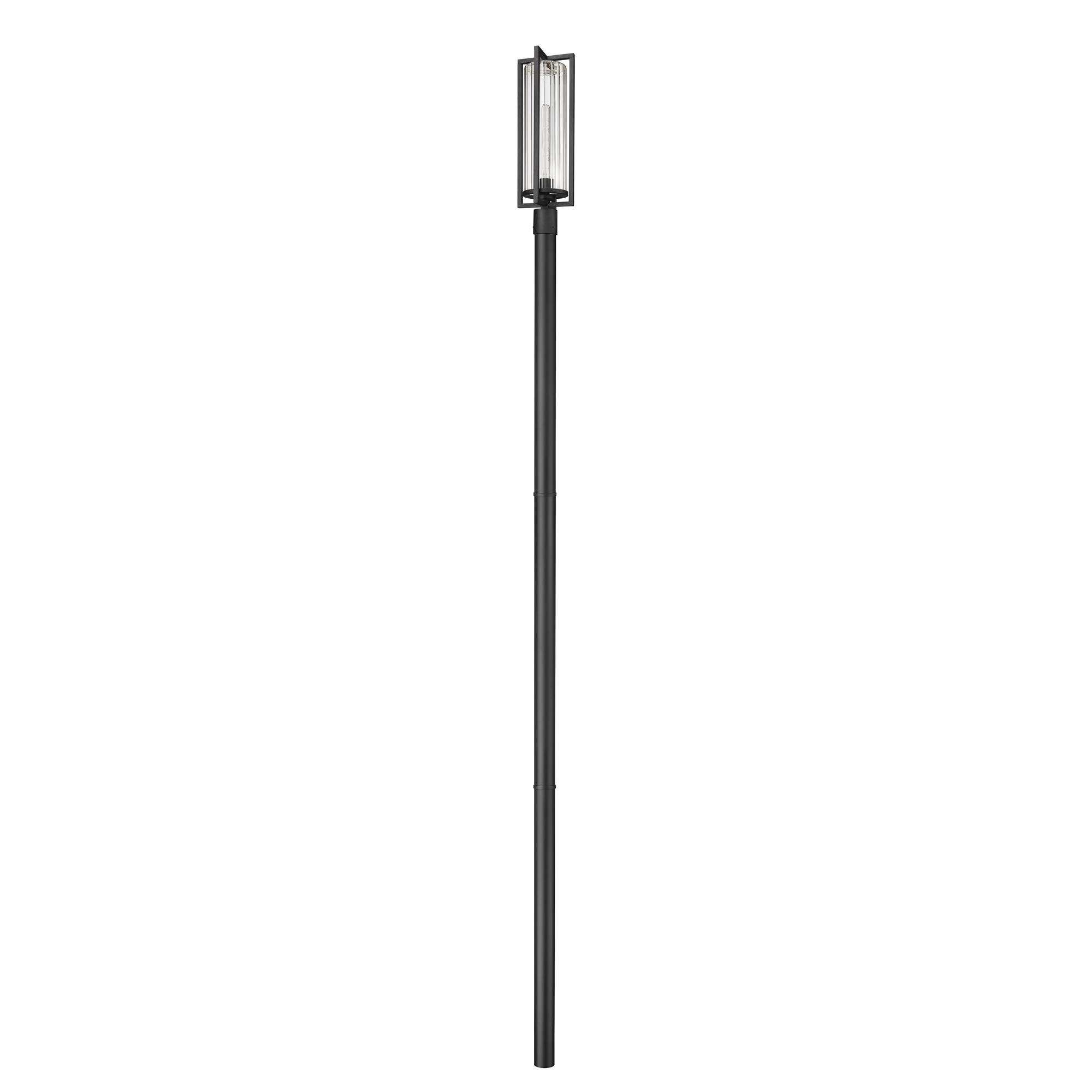 Shown in Black finish and Clear Ribbed glass and Clear Ribbed shade