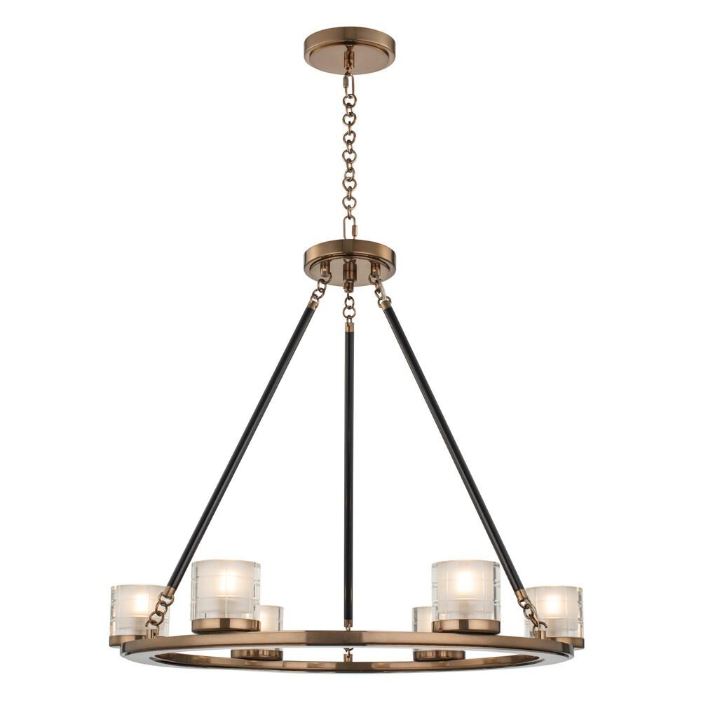 Shown in Library Brass finish and Clear Frosted Inside glass