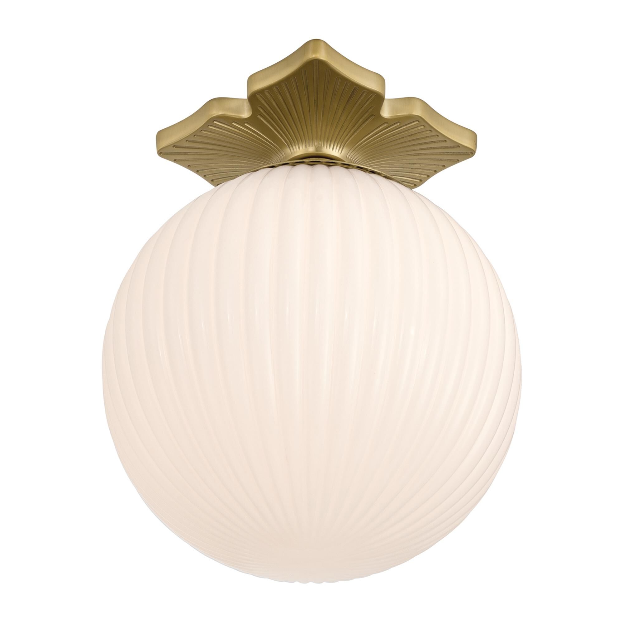 Shown in Aged Brass finish and Ribbed glass and Ribbed Glass shade