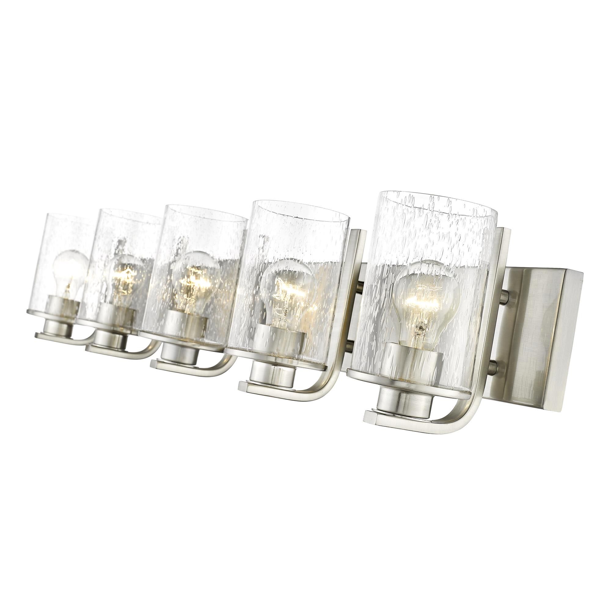 Shown in Brushed Nickel finish and Glass shade