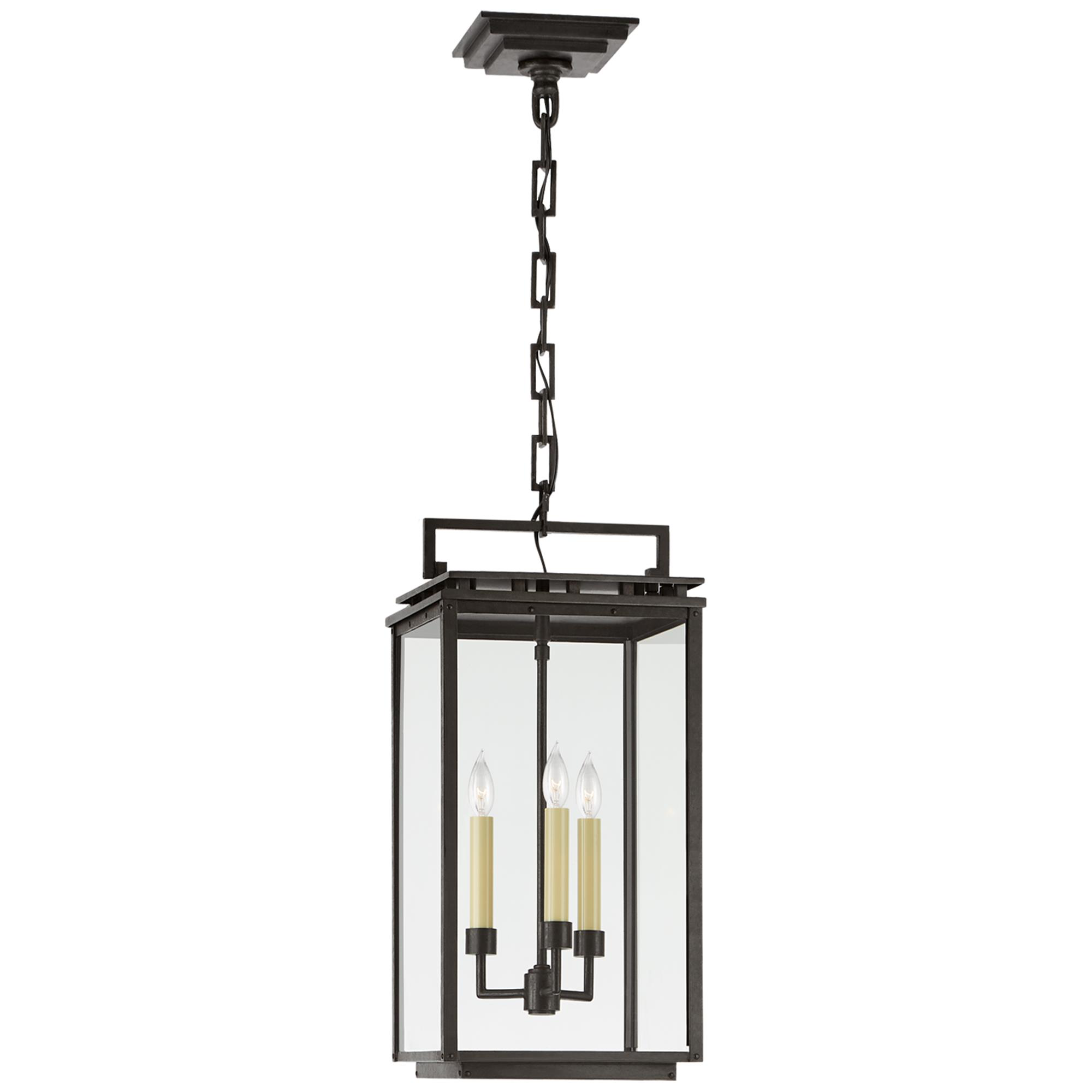 Shown in Aged Iron finish and Clear glass and Clear Glass shade