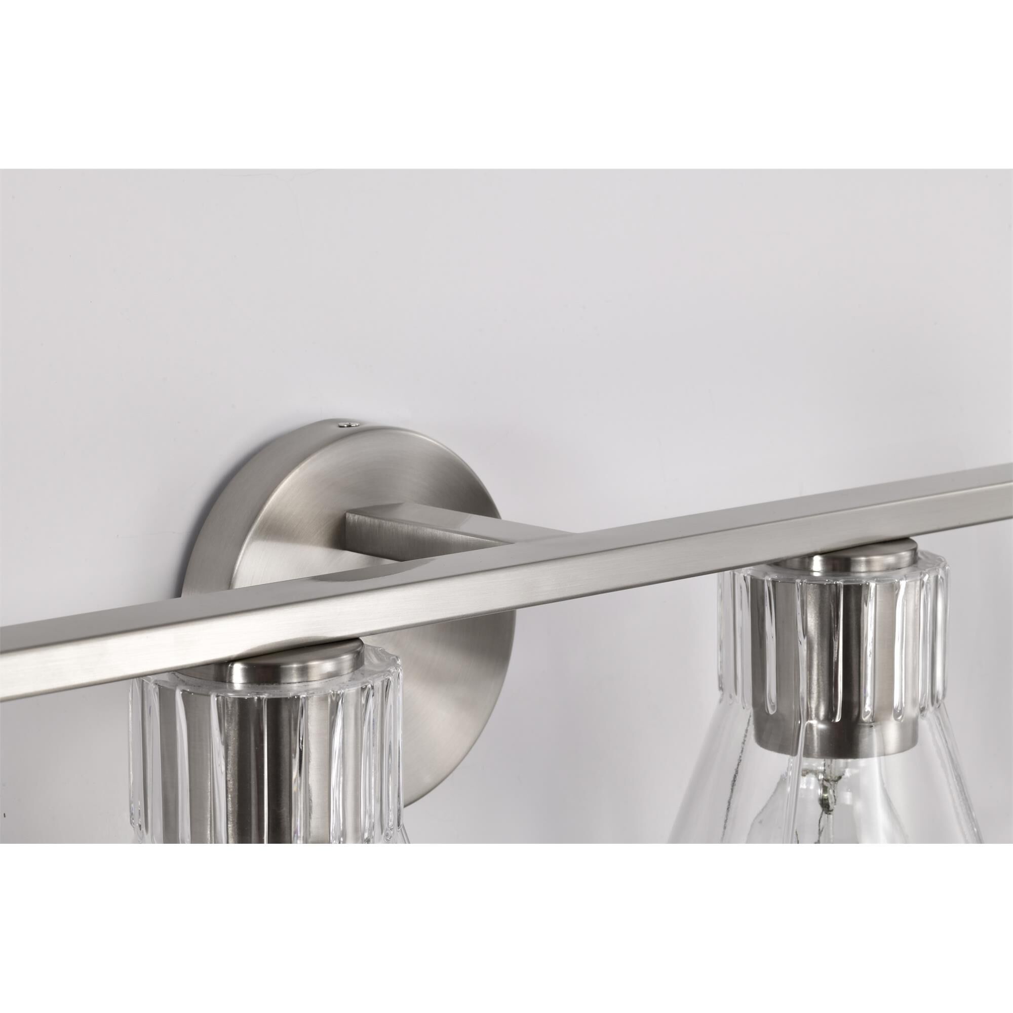 Shown in Brushed Nickel finish and Clear glass