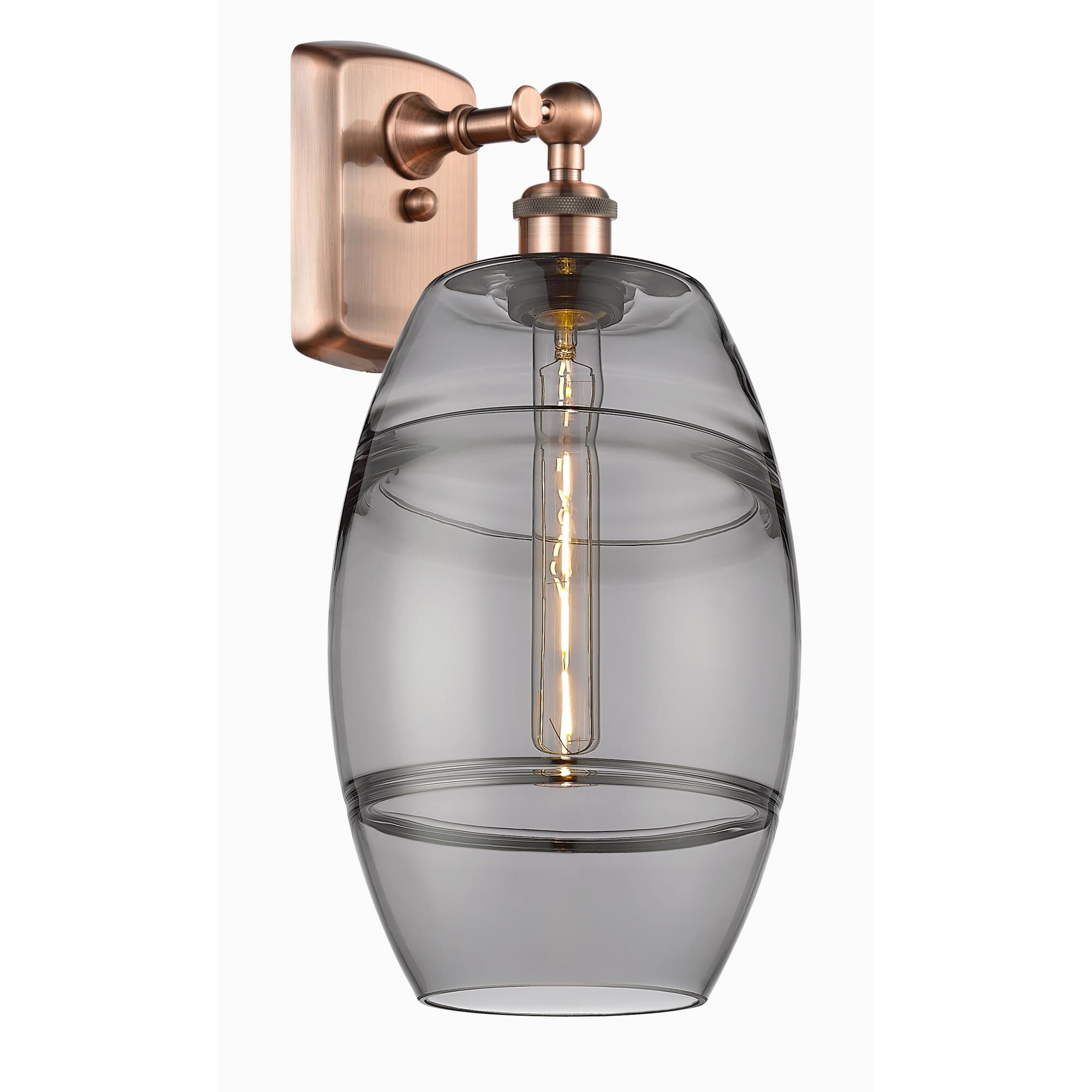 Shown in Antique Copper finish and Light Smoke glass