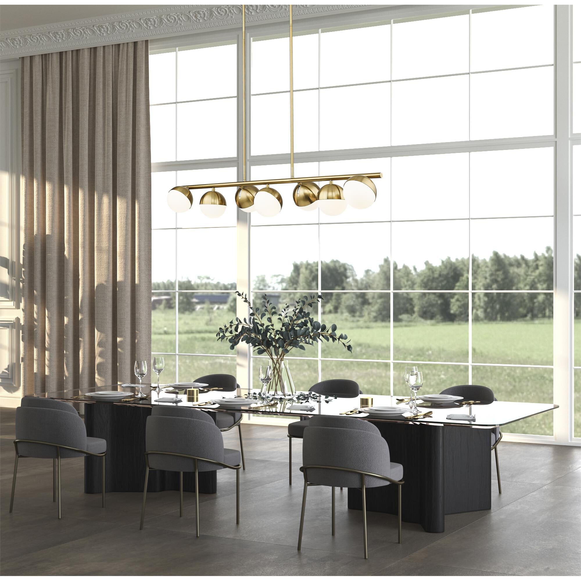 Shown in Modern Gold finish and Matte Opal glass and Matte Opal shade