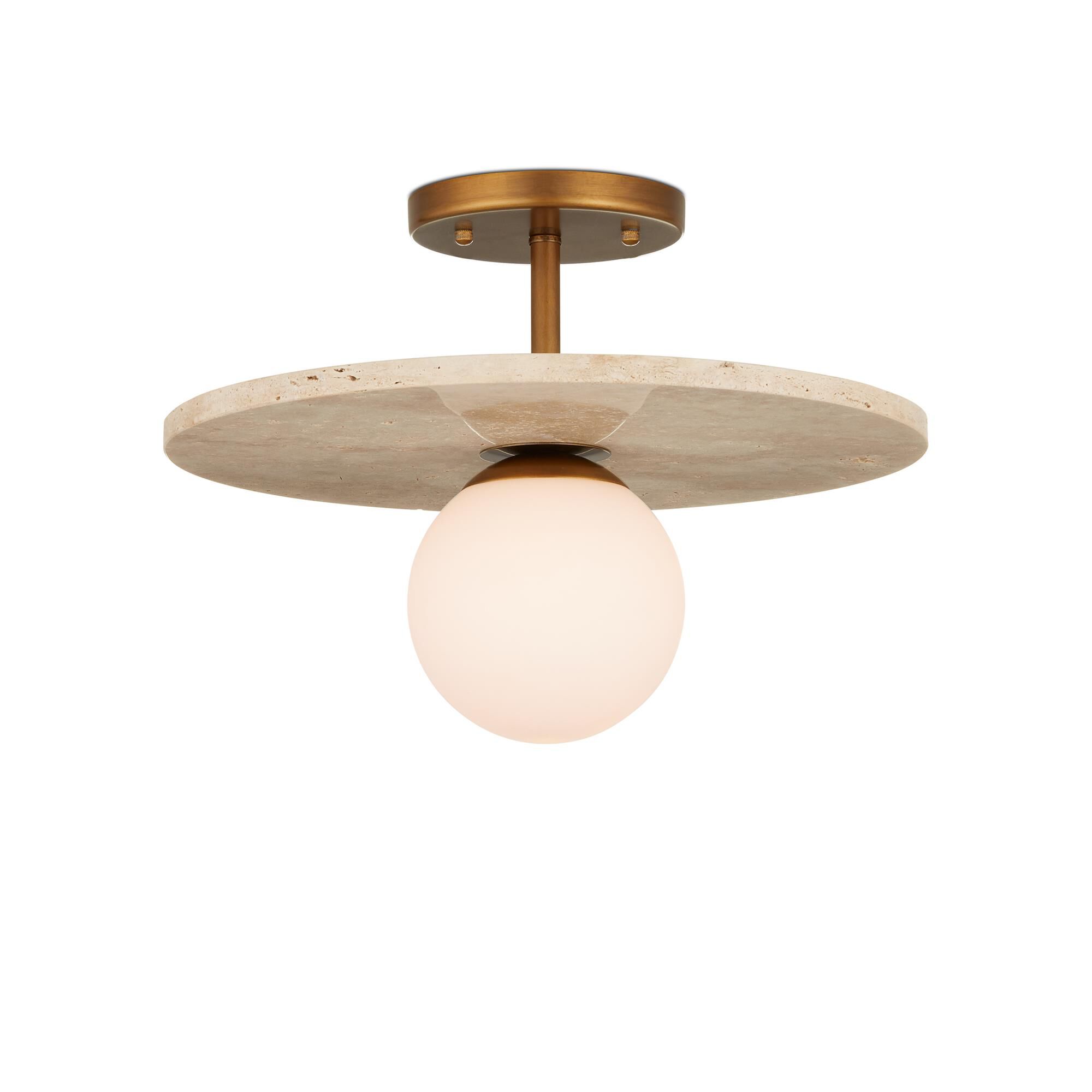 Shown in Beige/Antique Brass/Frosted White finish