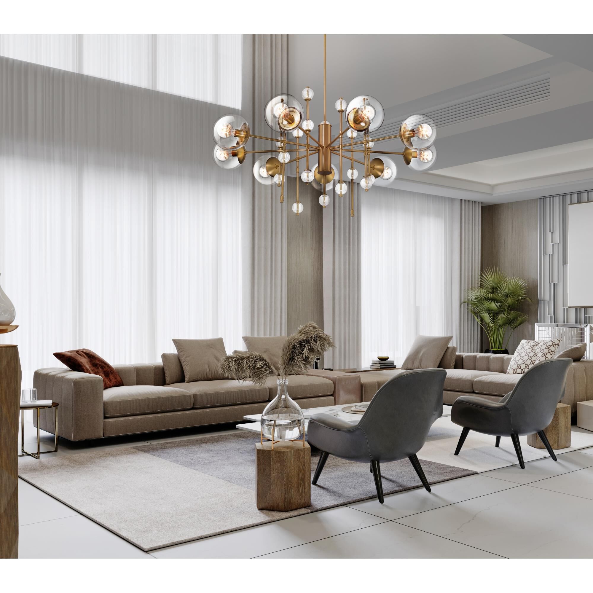 Shown in Gold finish and Clear  glass