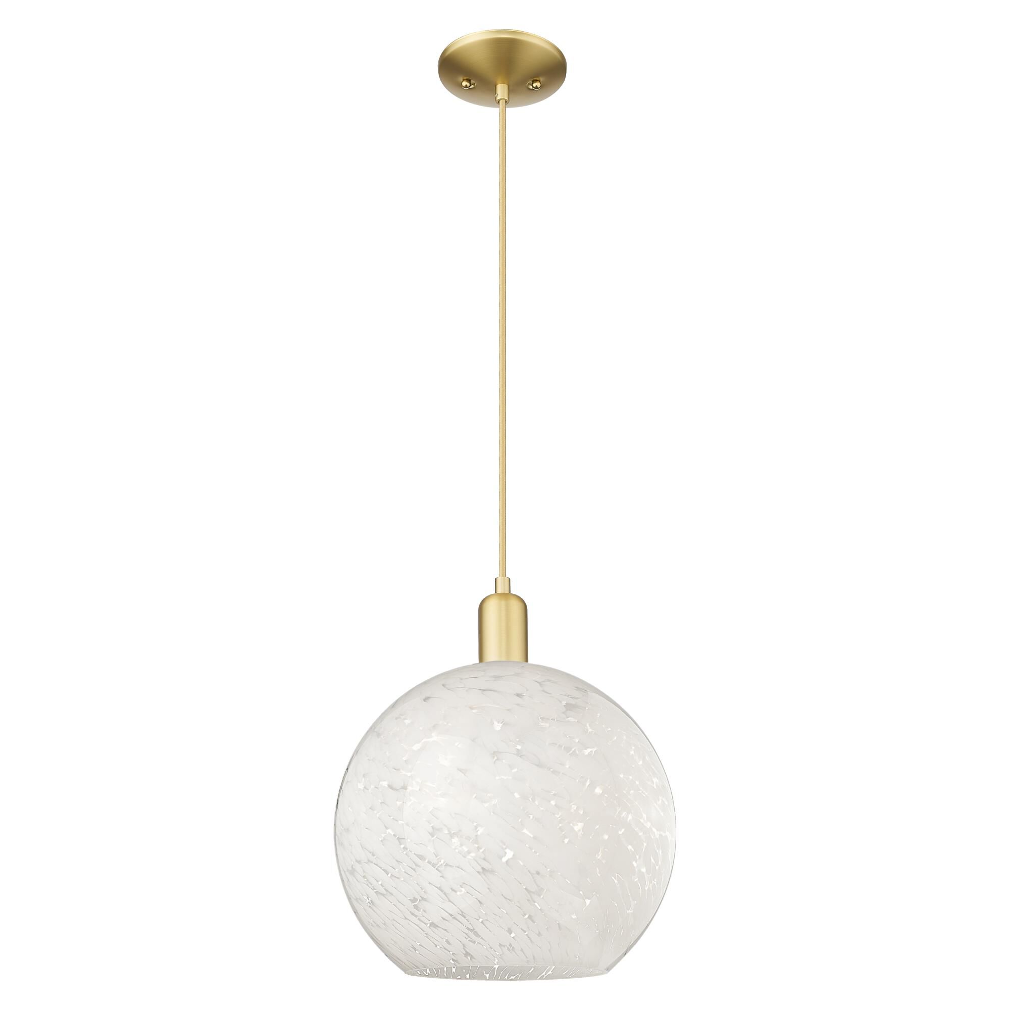 Shown in Satin Gold finish and White Mouchette glass