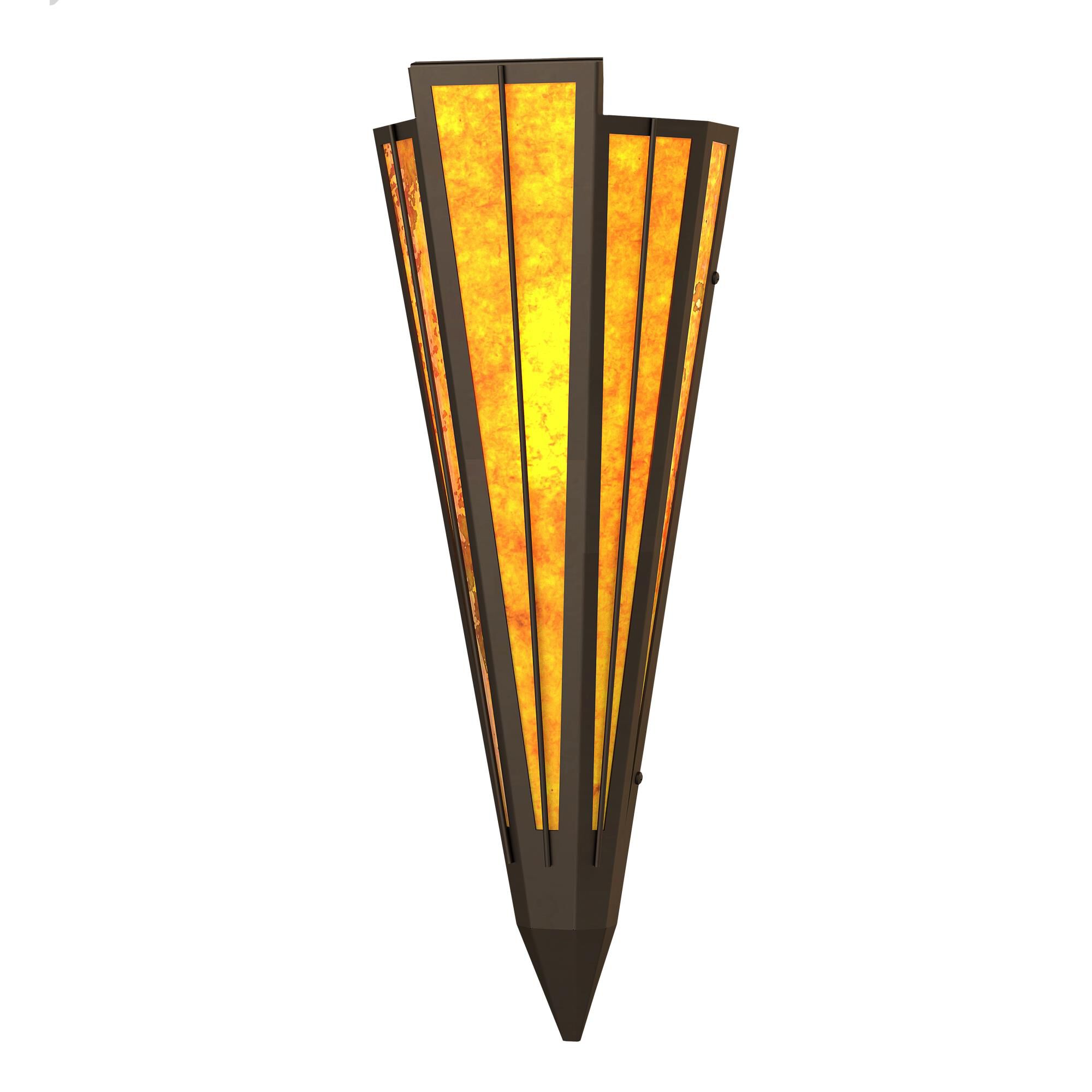 Shown in Oil Rubbed Bronze finish and Amber Mica glass