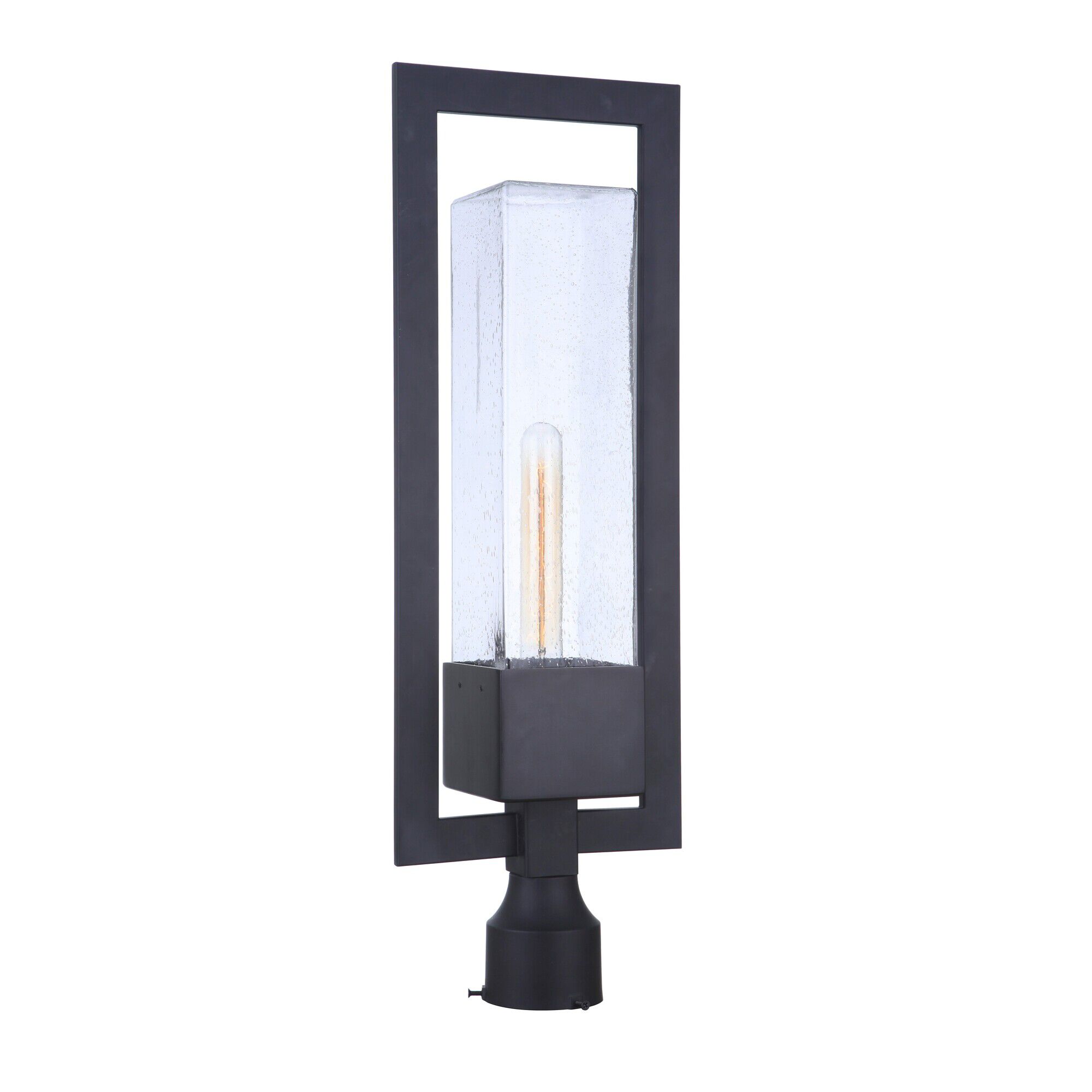 Shown in Midnight finish and Clear Seeded glass and Glass shade
