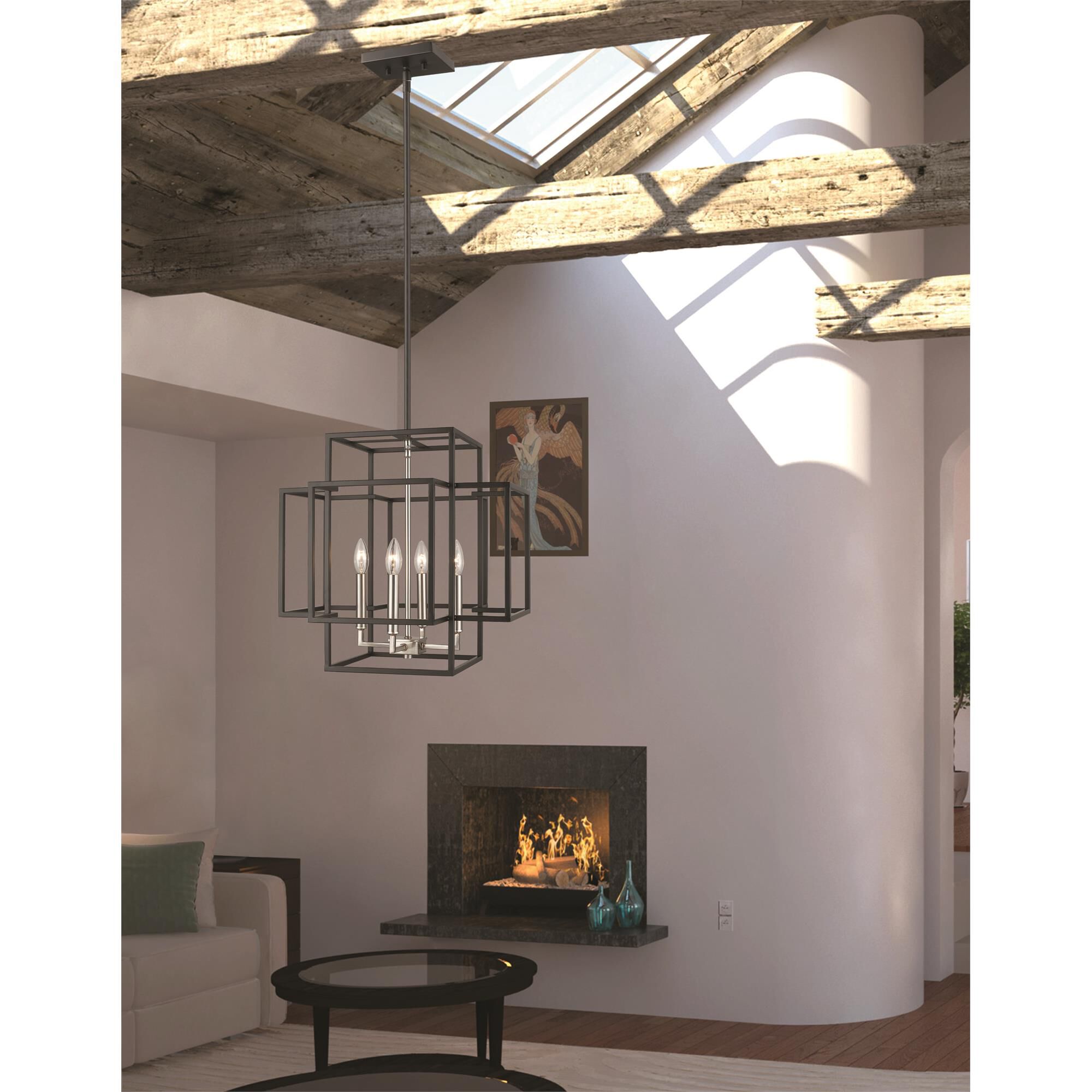 Shown in Black + Brushed Nickel finish and --- glass and --- shade