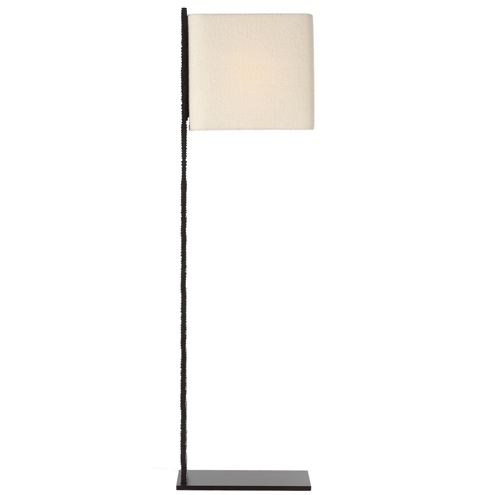 Shown in Ridged Carbon finish and Boucle Rectangle shade
