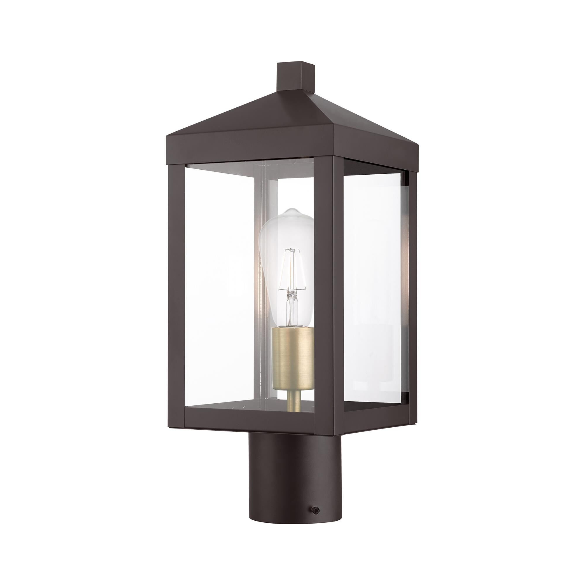 Shown in Bronze With Antique Brass Cluser finish and Clear glass and Clear Glass shade