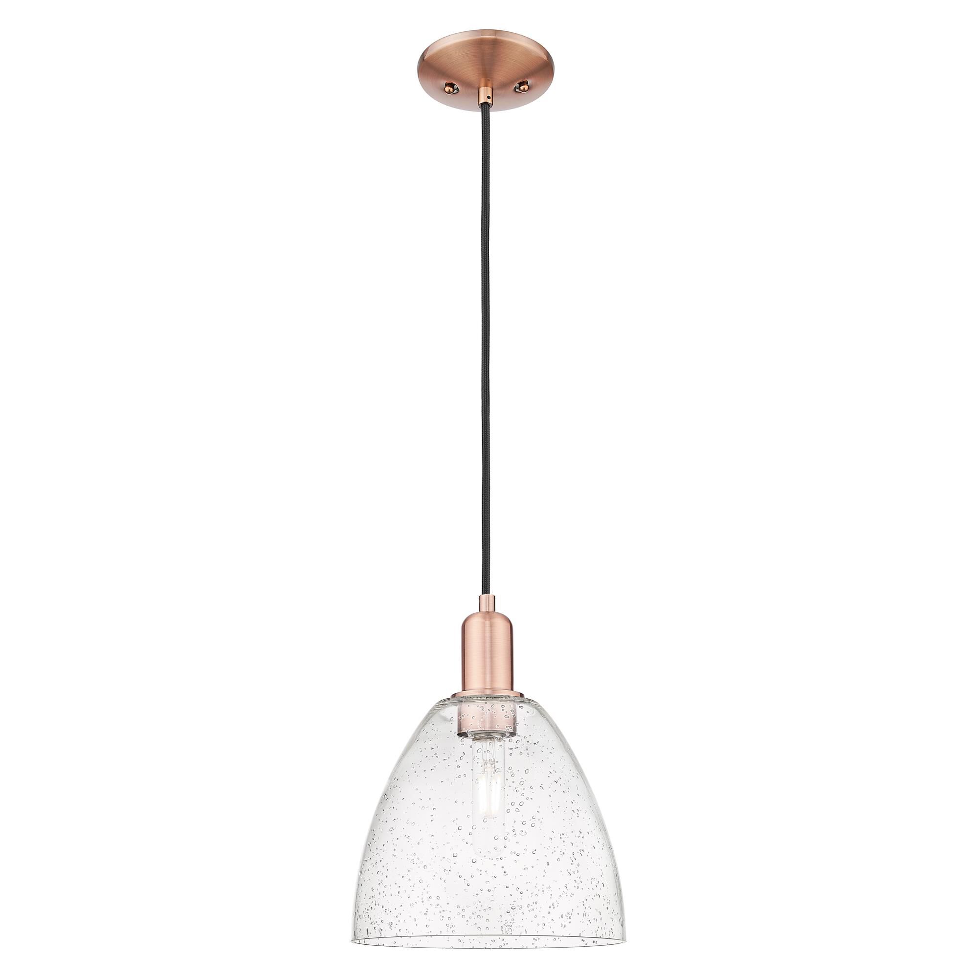 Shown in Antique Copper finish and Seedy glass