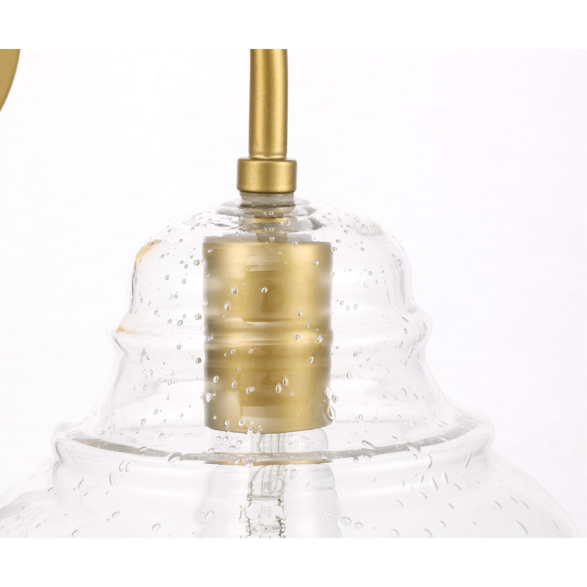 Shown in Brass finish and Clear Bubble  glass