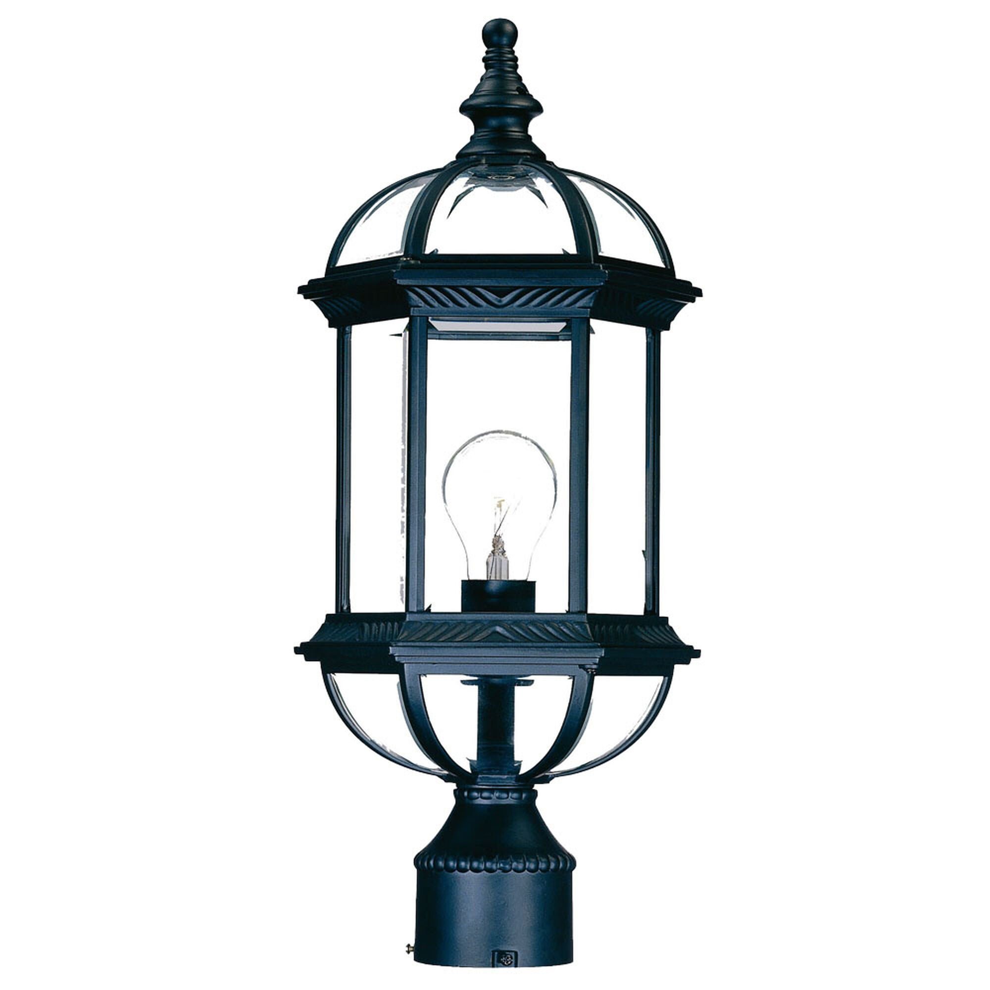 Shown in Matte Black finish and Clear glass and Clear Beveled Glass Panes shade