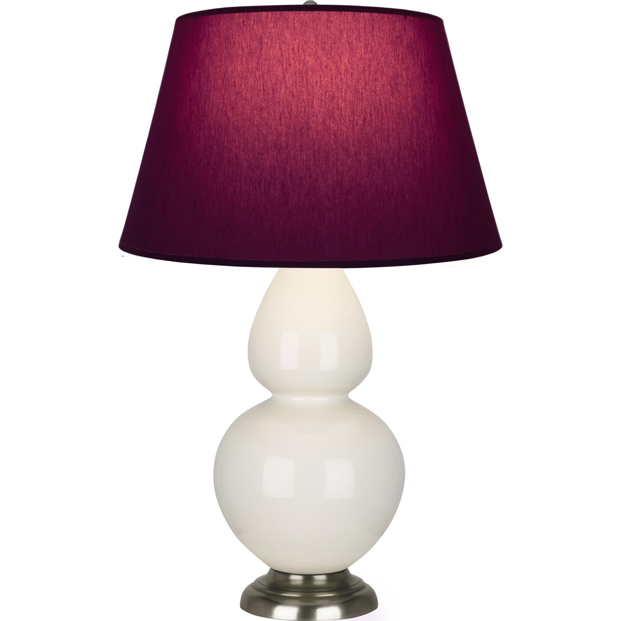 Shown in Bone finish and Plum and Lavender shade and Antique Silver accent