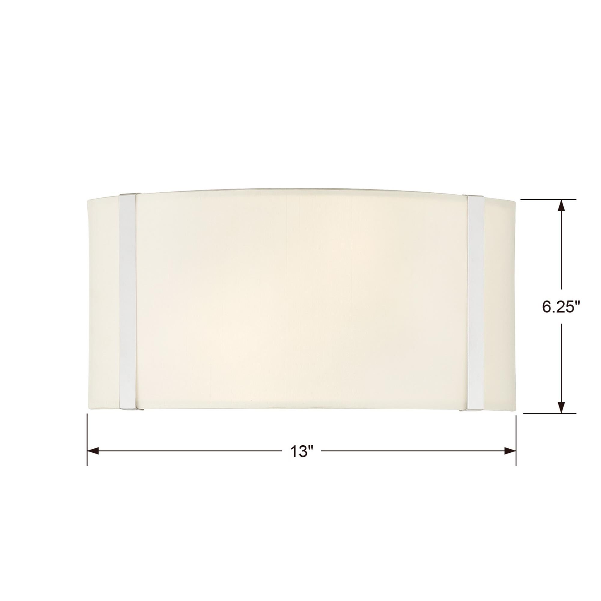 Shown in Polished Nickel finish and Fabric glass and White shade
