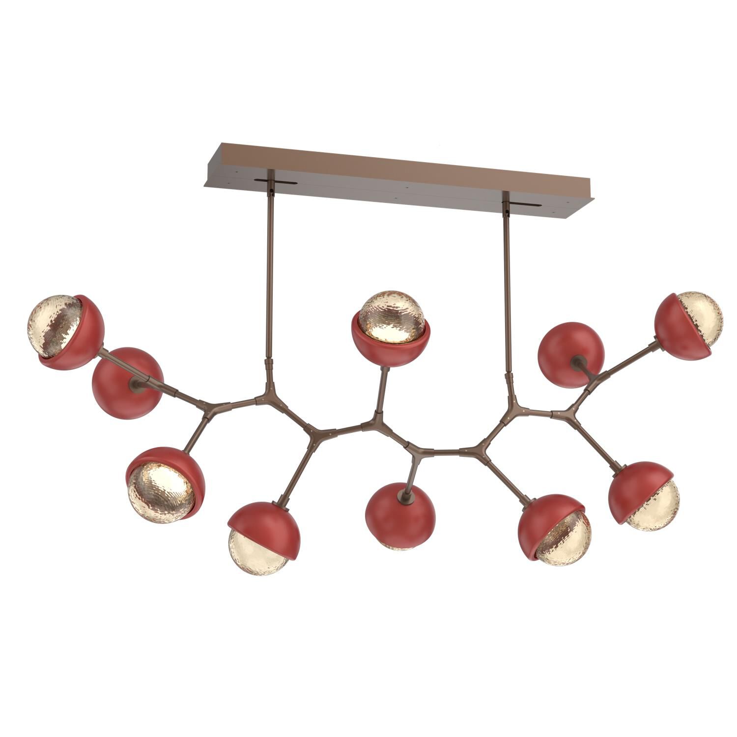 Shown in Burnished Bronze finish and Amber glass and Cinnamon Red accent