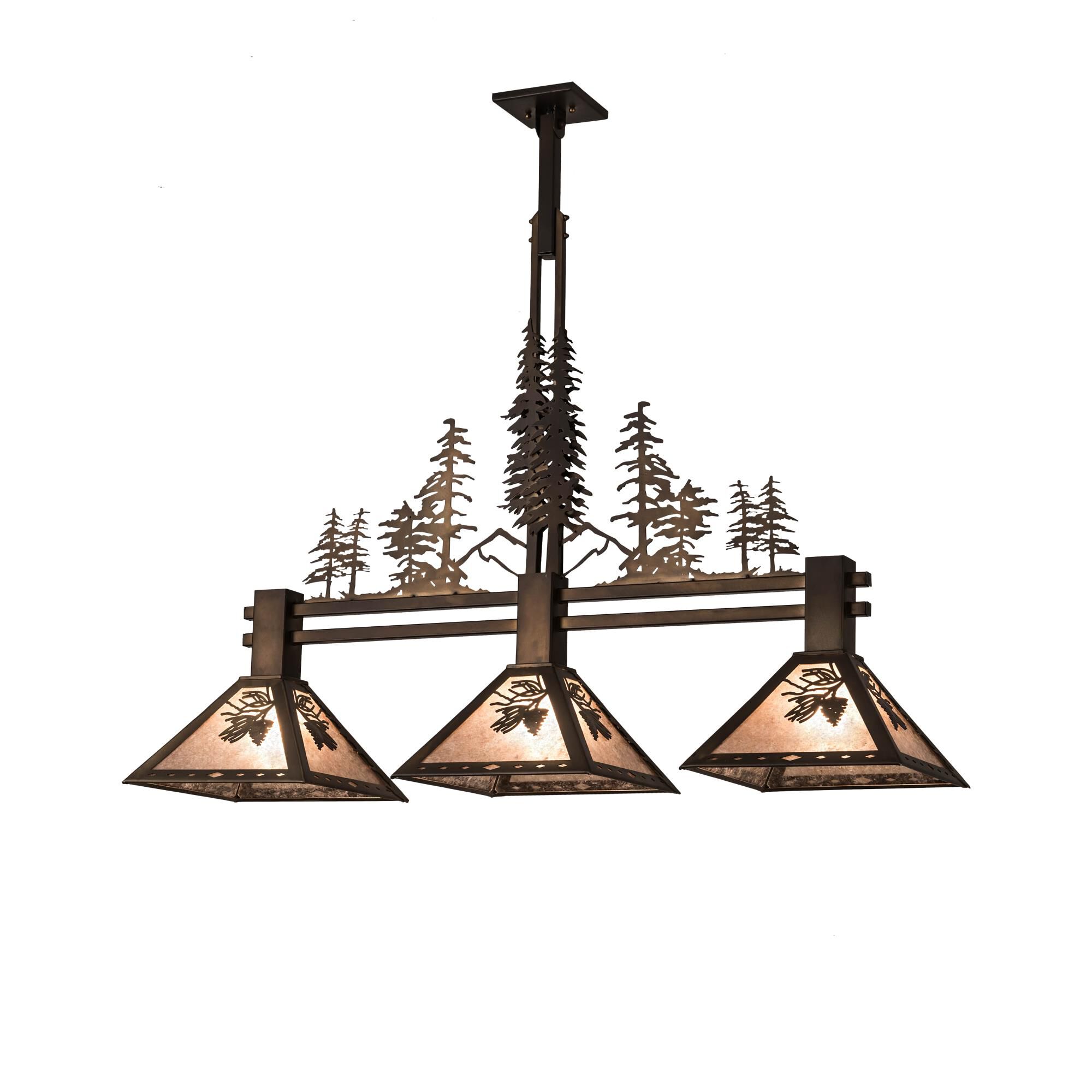 Shown in Antique Copper Finish finish and Silver Mica glass