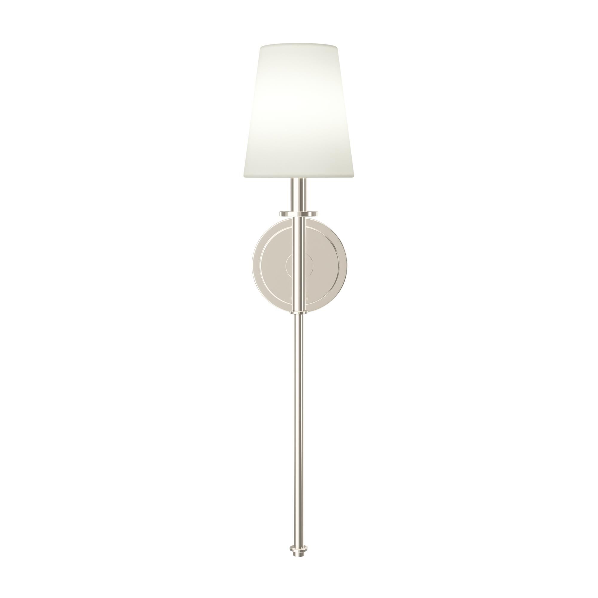 Shown in Polished Nickel finish and Fabric shade
