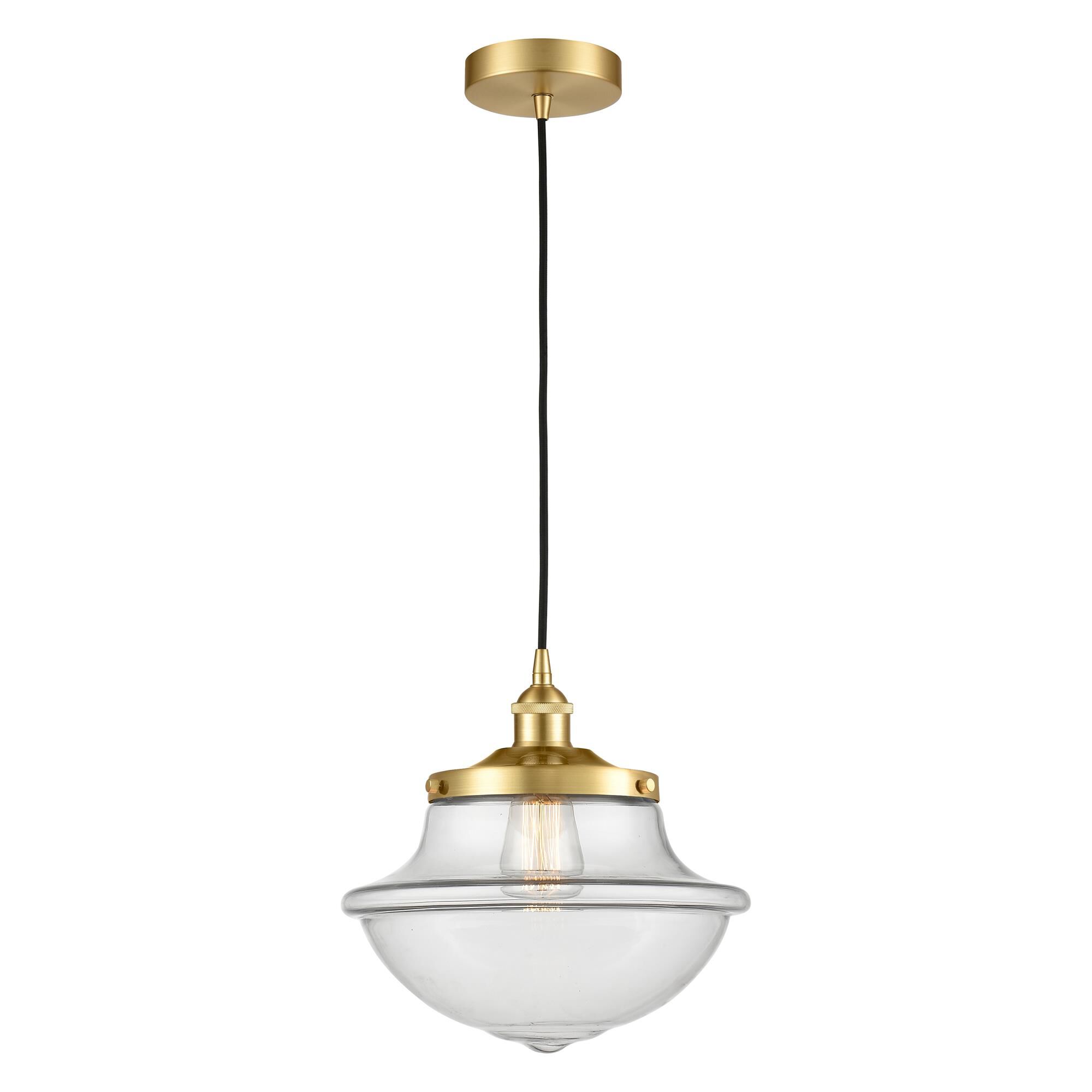 Shown in Satin Gold finish and Clear glass