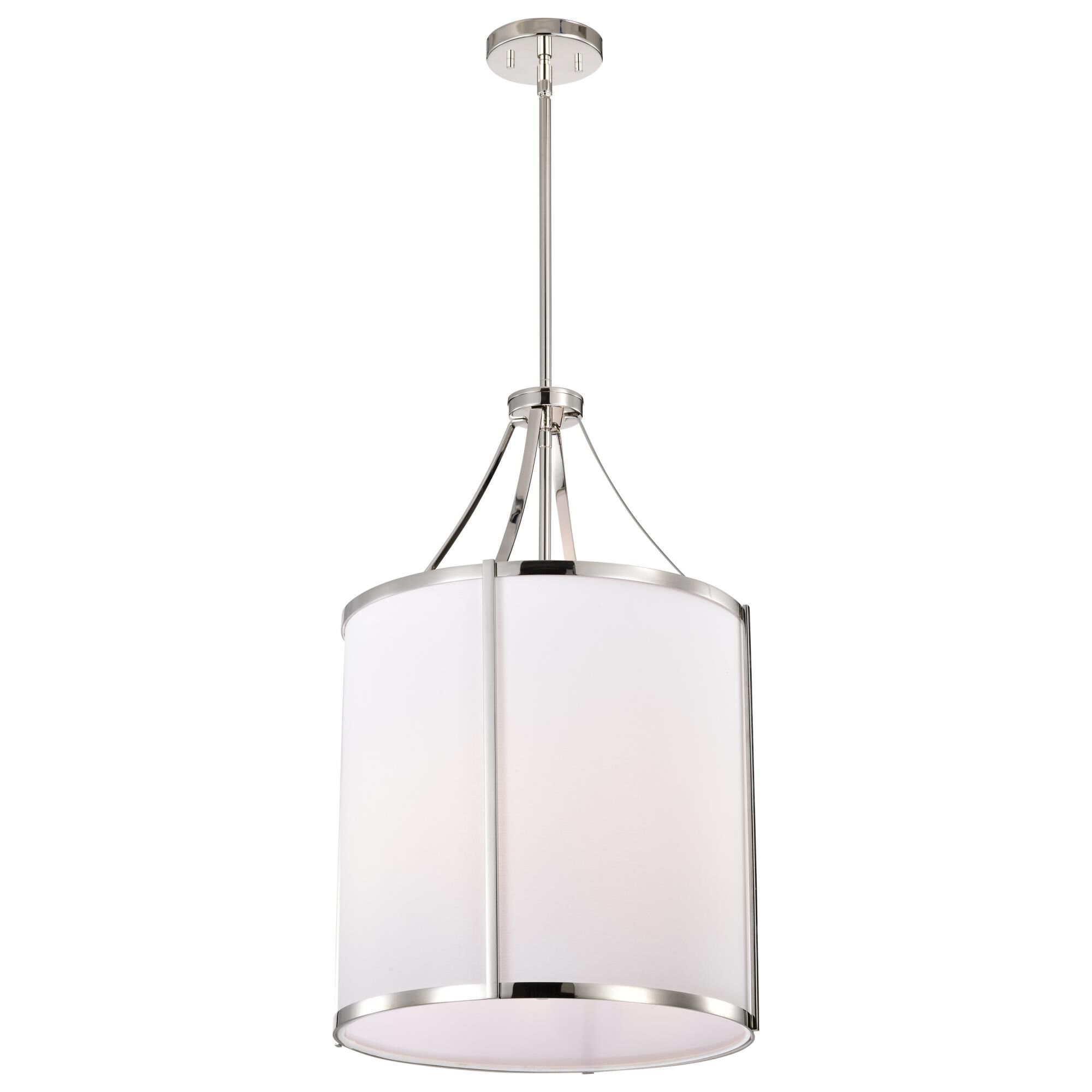 Shown in Polished Nickel finish and White Linen shade
