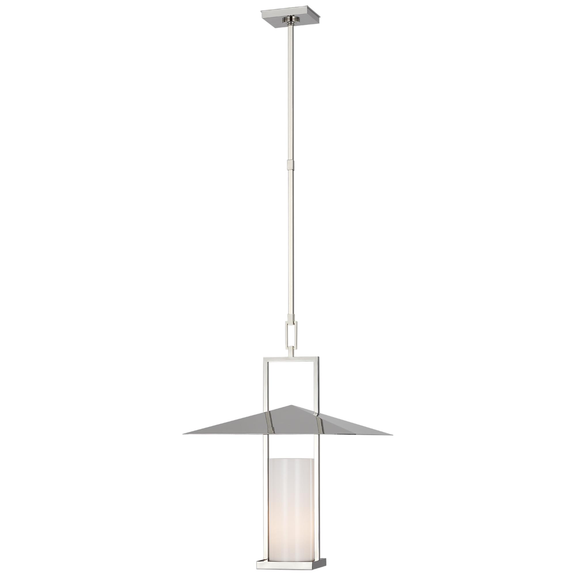 Shown in Polished Nickel finish and White glass