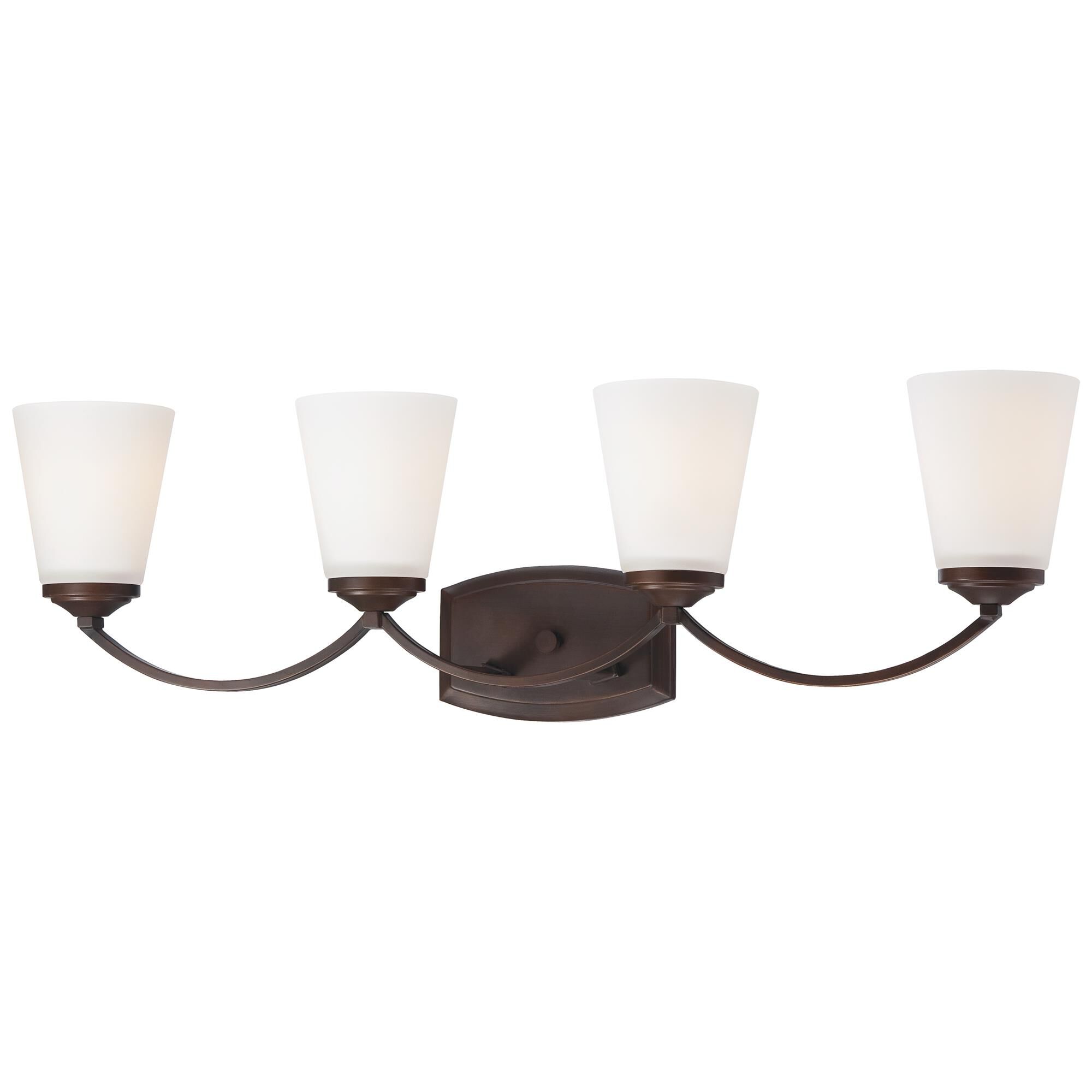 Shown in Vintage Bronze finish and Etched White glass