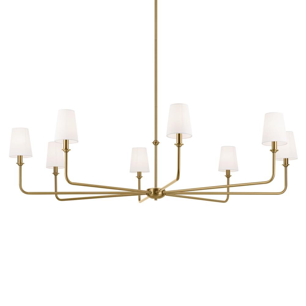 Shown in Brushed Natural Brass finish and Fabric,Tapered shade