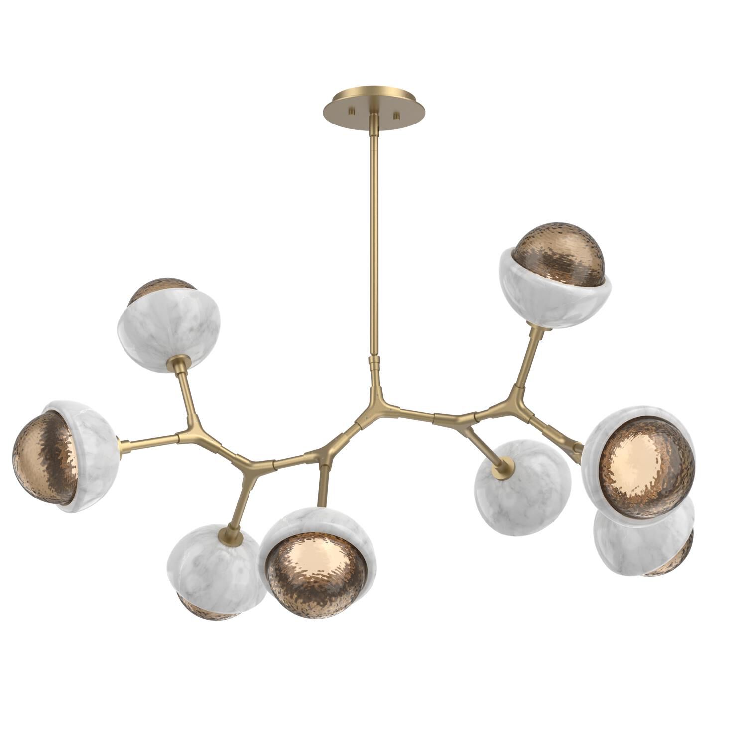 Shown in Novel Brass finish and Bronze glass and White Marble accent