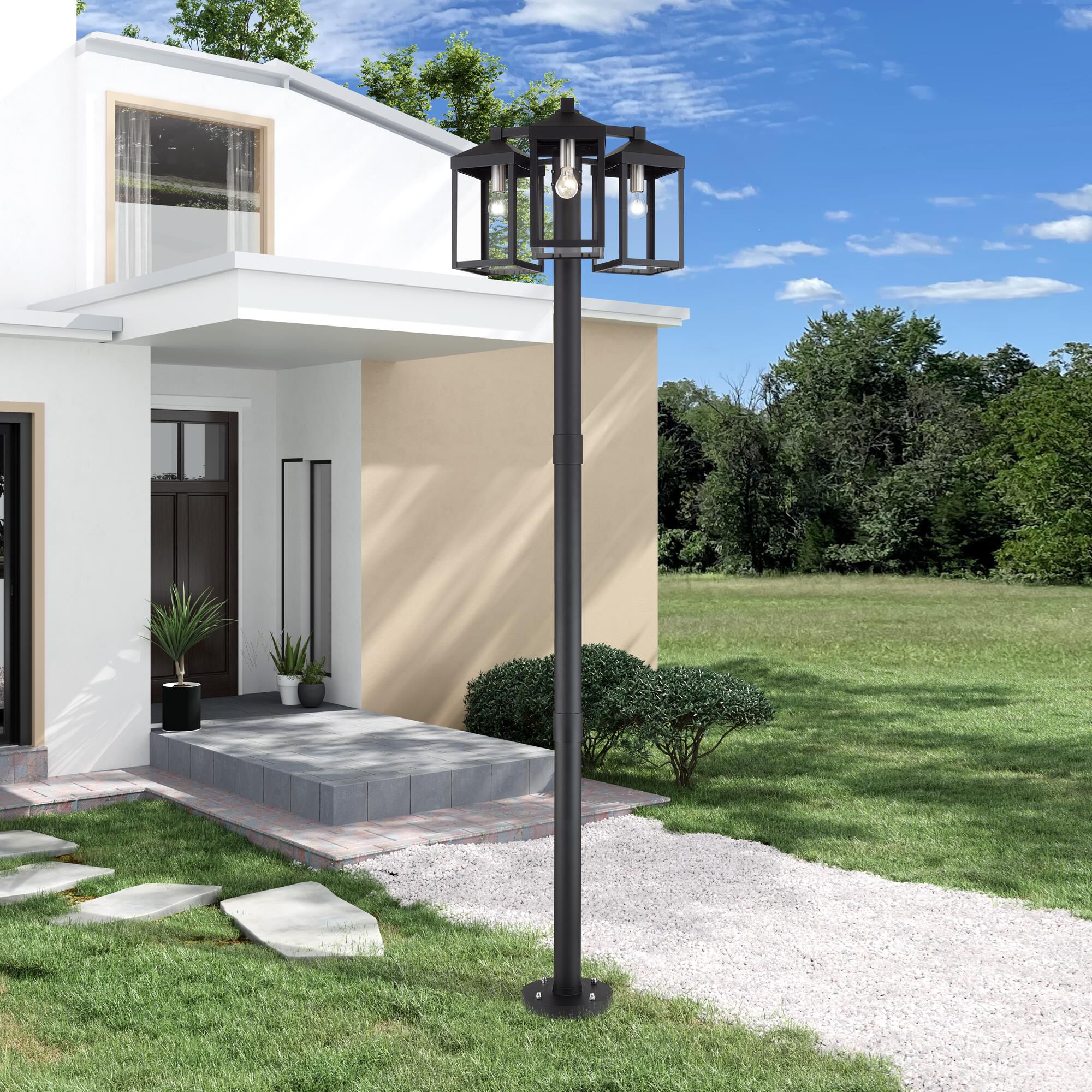 Shown in Black with Brushed Nickel Accents finish and Clear glass