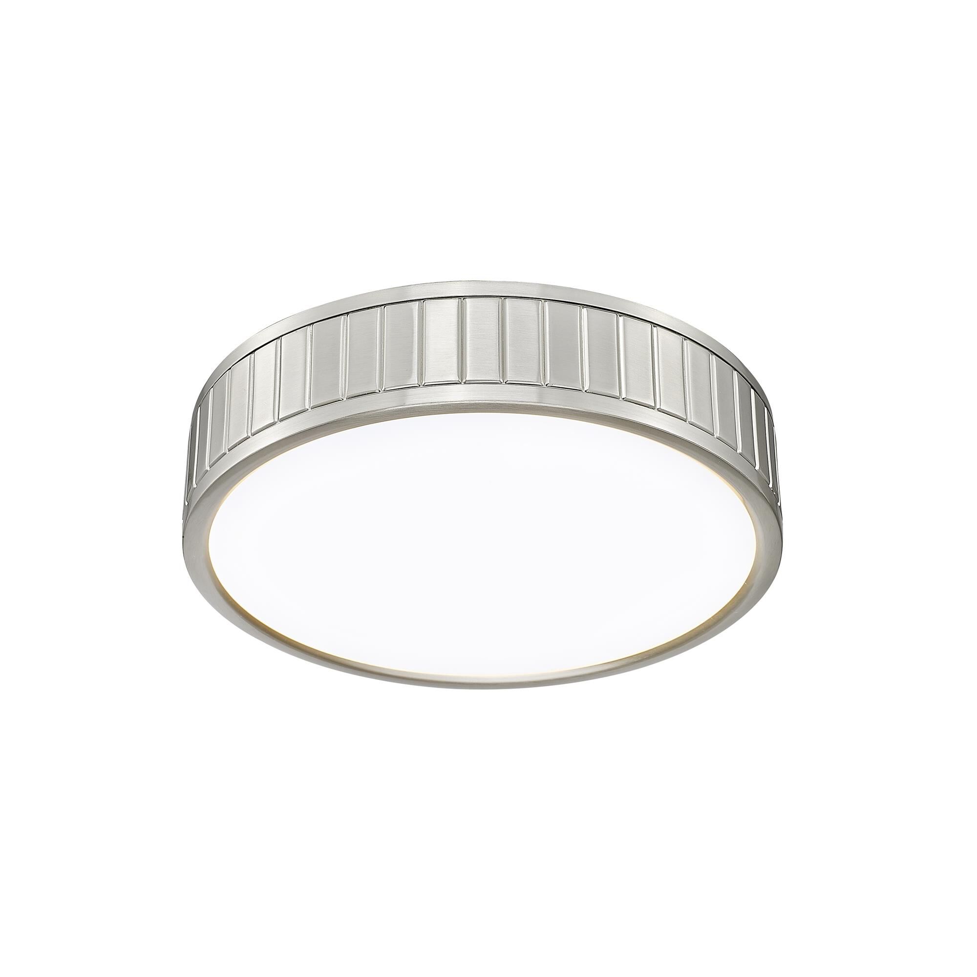 Shown in Brushed Nickel finish and Frosted glass and Frosted shade