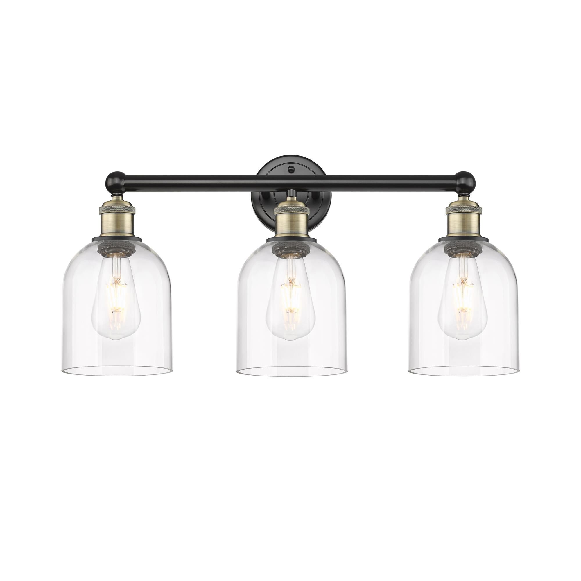 Shown in Black Antique Brass finish and Clear glass