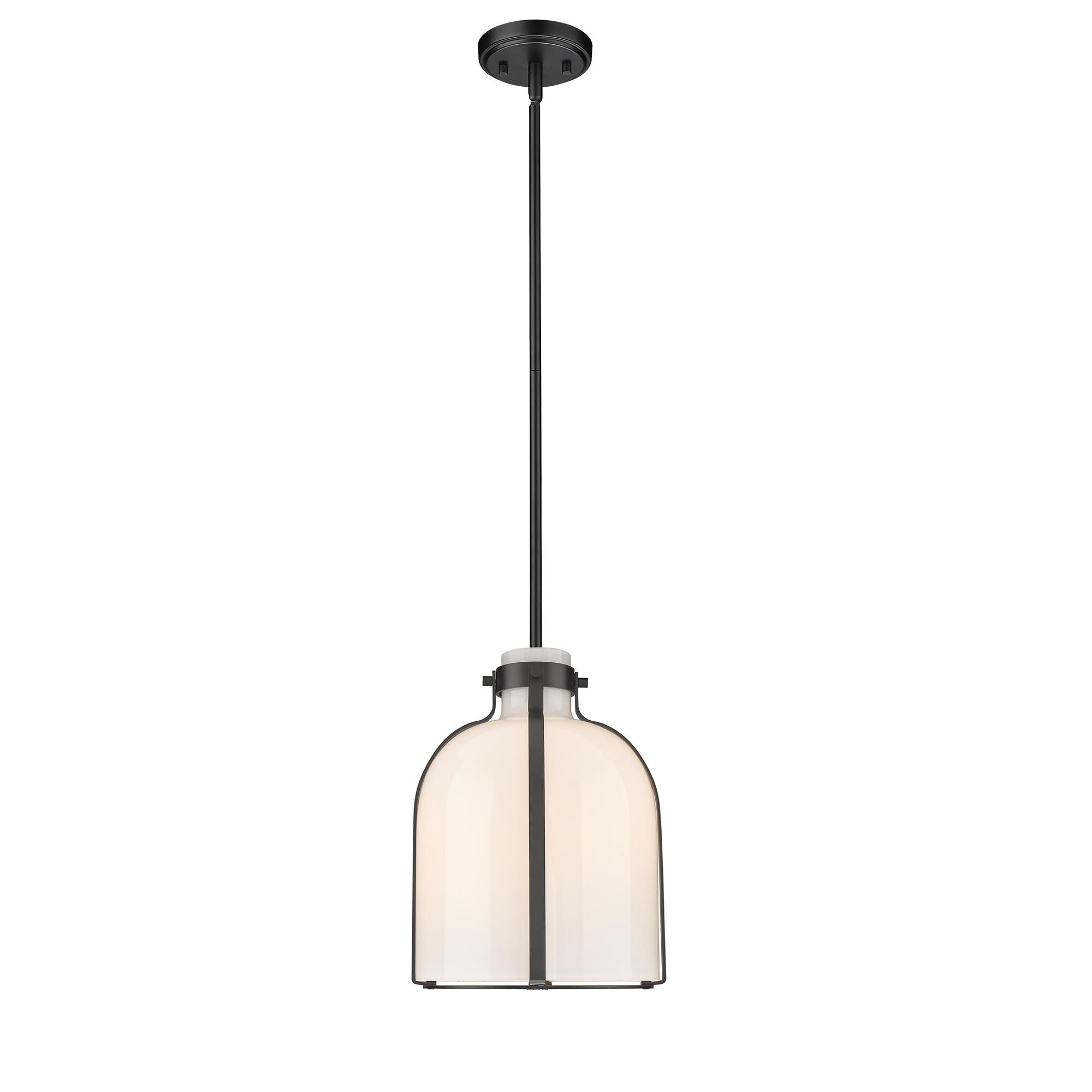 Shown in Matte Black finish and Glass shade