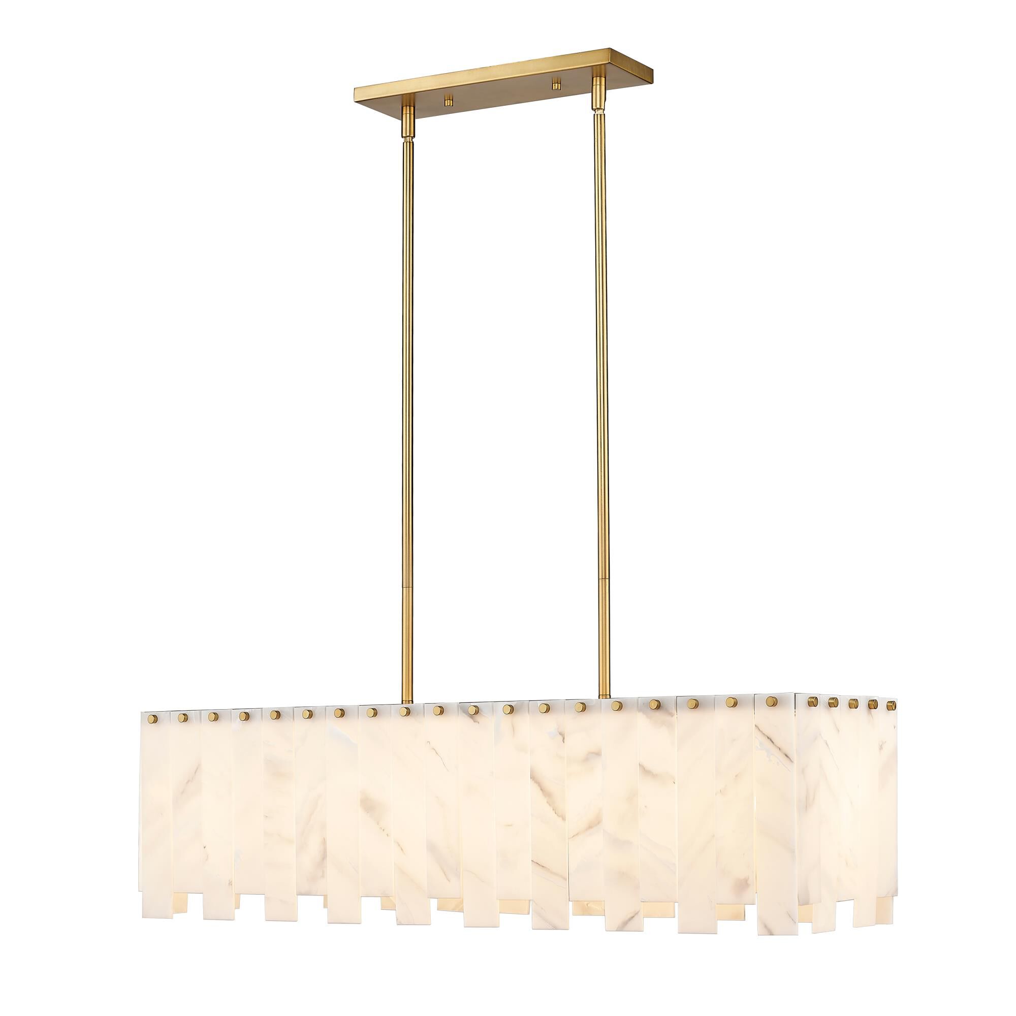 Shown in Rubbed Brass finish and Alabaster Resin shade
