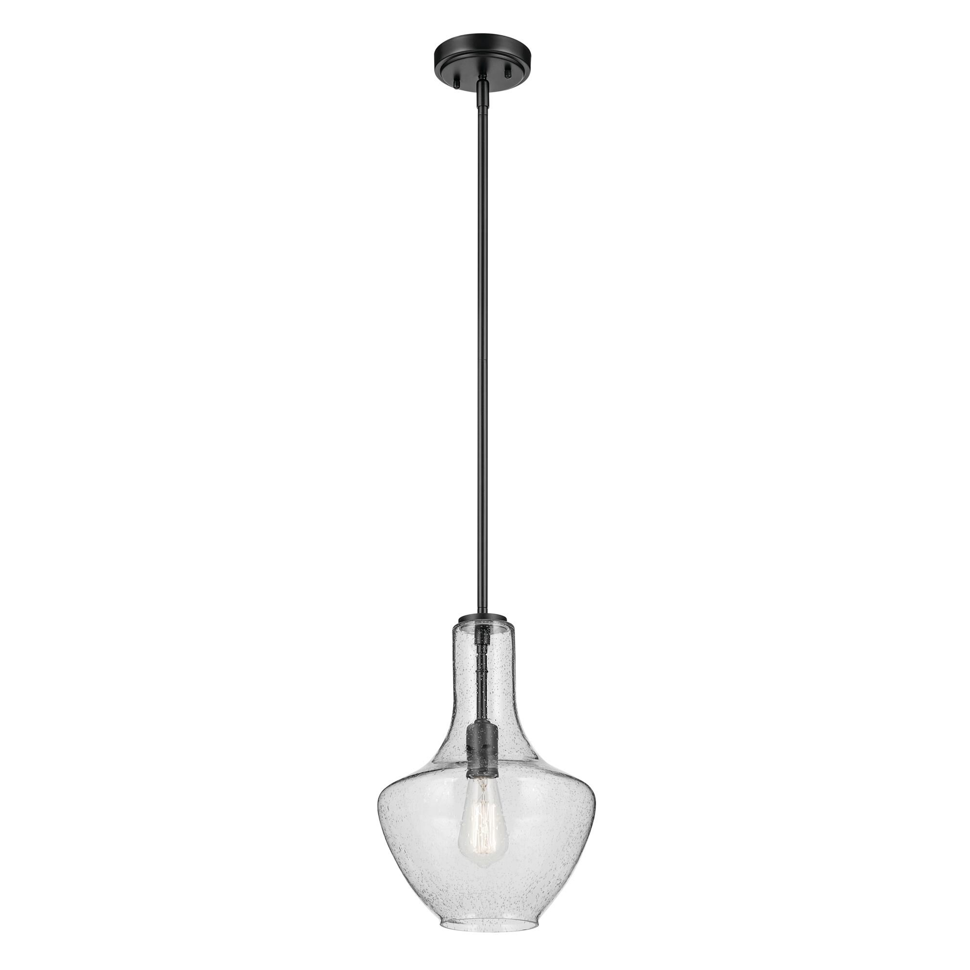 Shown in Black finish and Clear Seeded glass