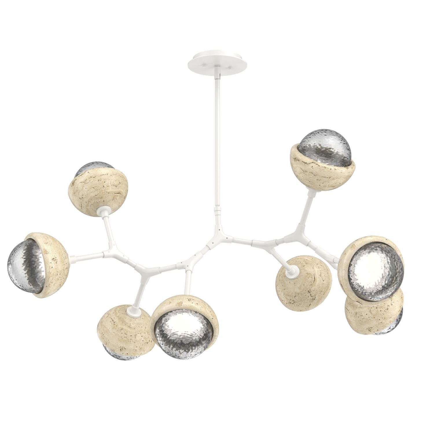 Shown in Salt White finish and Clear glass and Travertine Stone accent