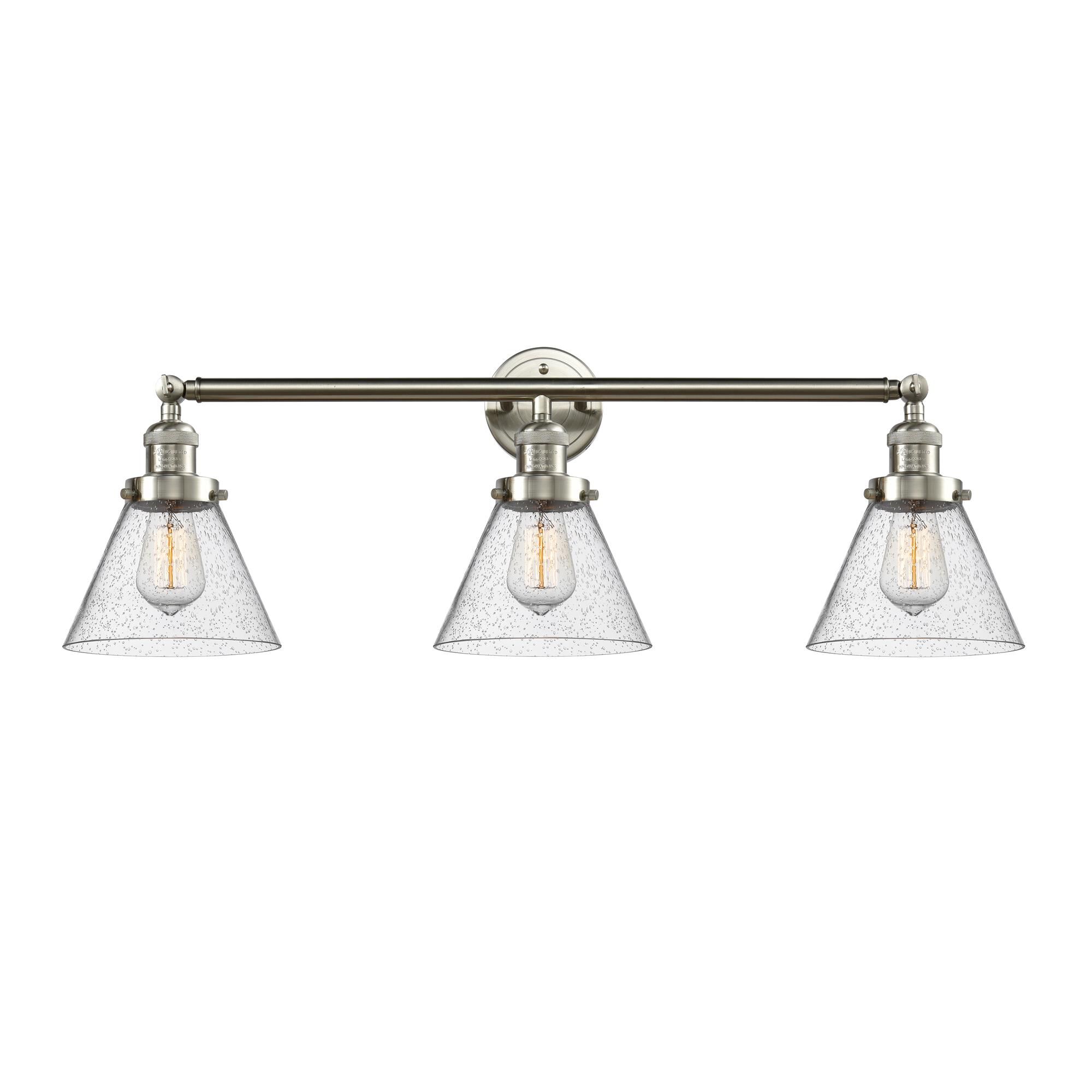 Shown in Brushed Satin Nickel finish and Seedy glass