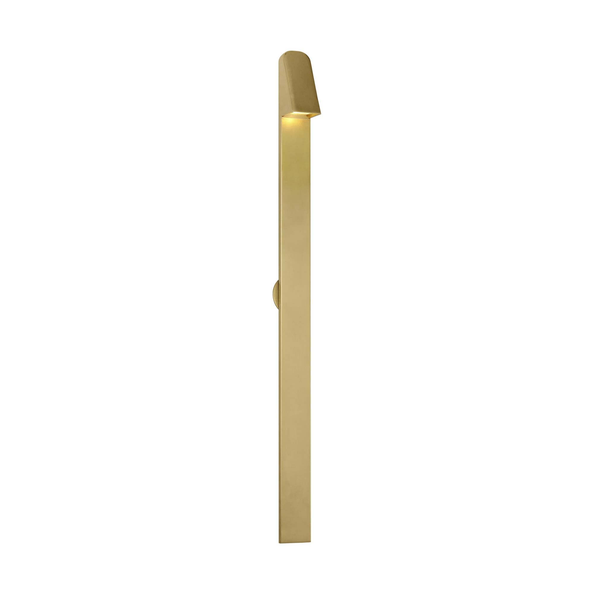 Shown in Hand-Rubbed Antique Brass finish and Brass shade