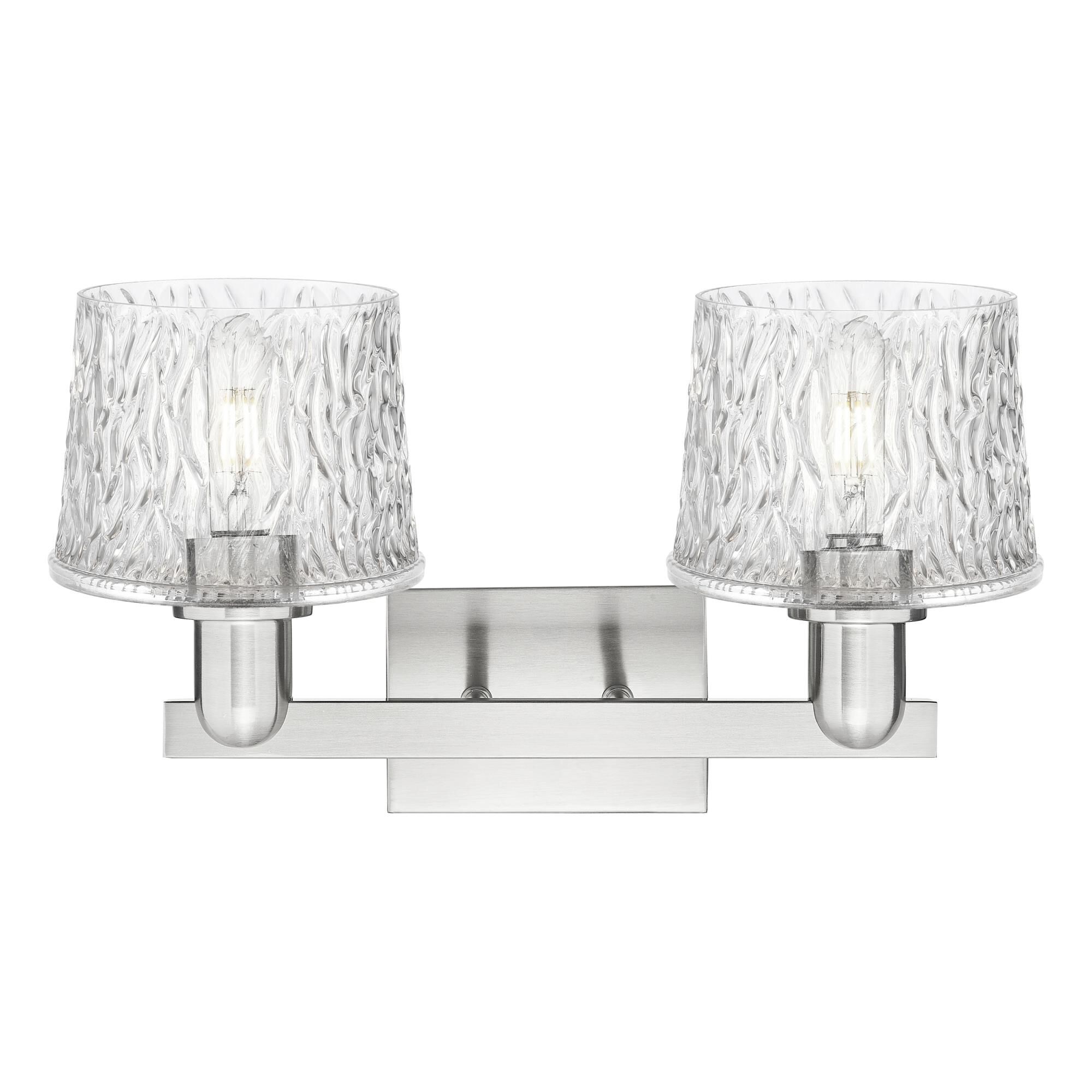 Shown in Brushed Satin Nickel finish and Clear glass