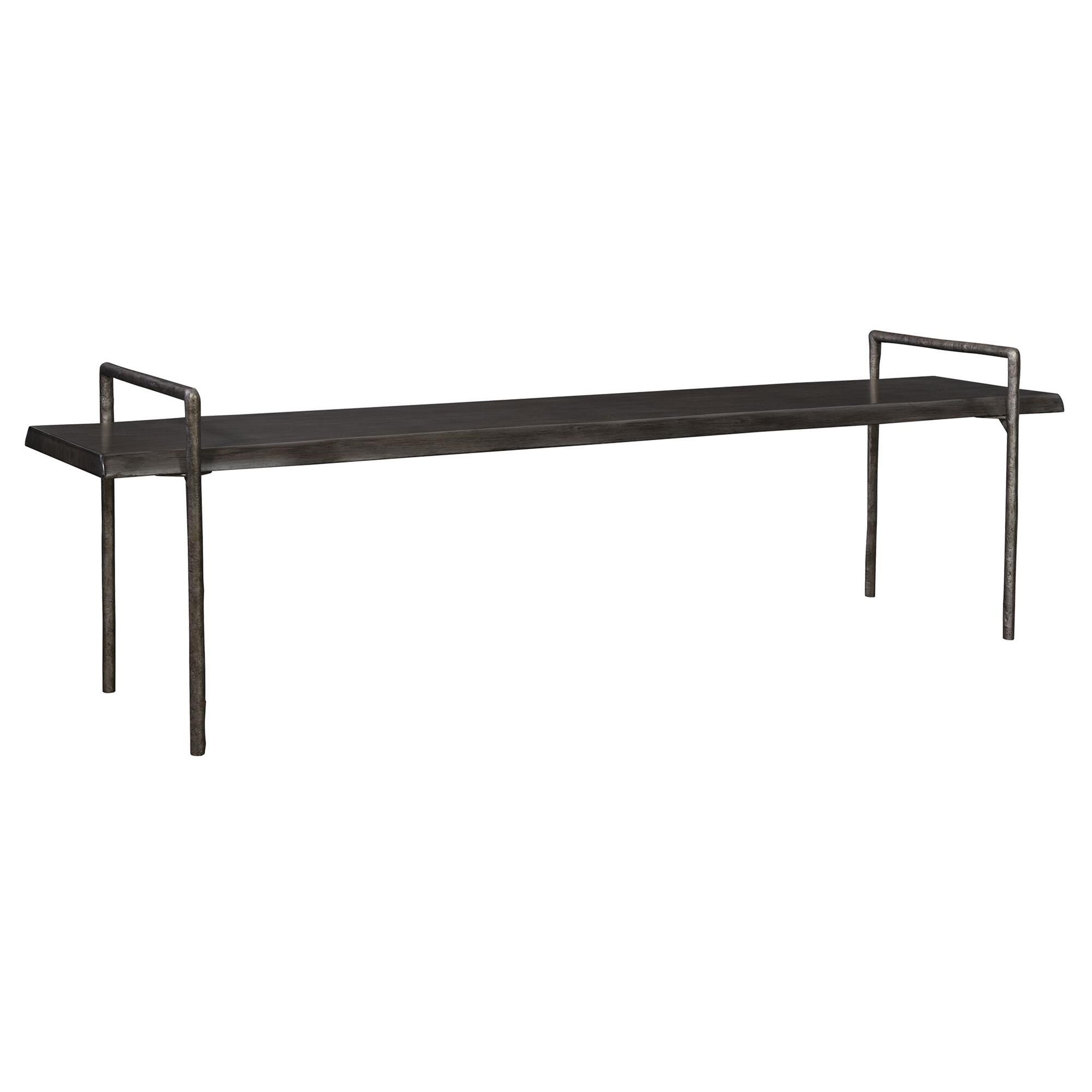 Shown in Modern Lodge Styling, Featuring A Solid Acacia Wood Seat With A Live Edge Look Stained In A Dark Gra finish