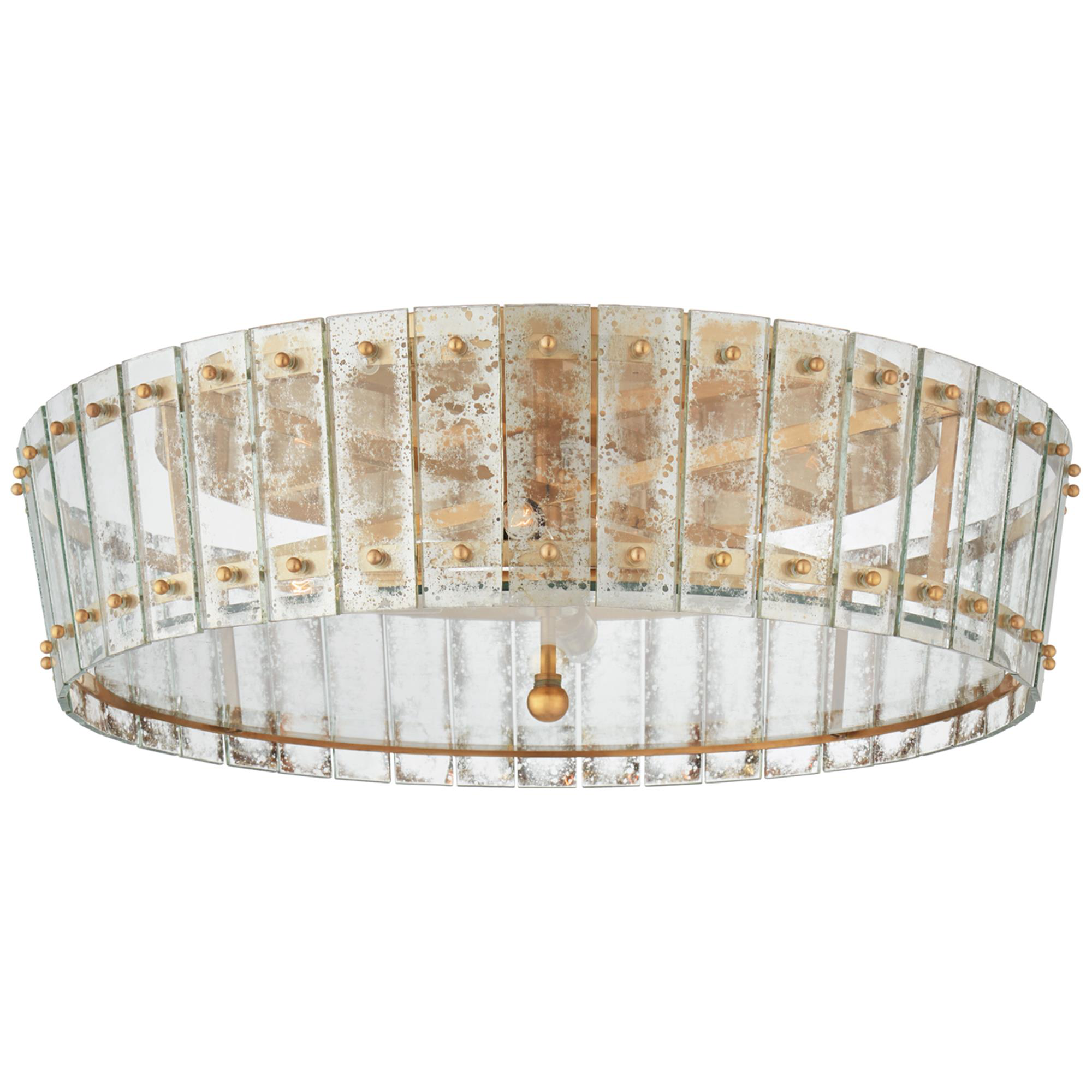 Shown in Hand-Rubbed Antique Brass finish and Antique Mirror glass and Antique Mirror shade