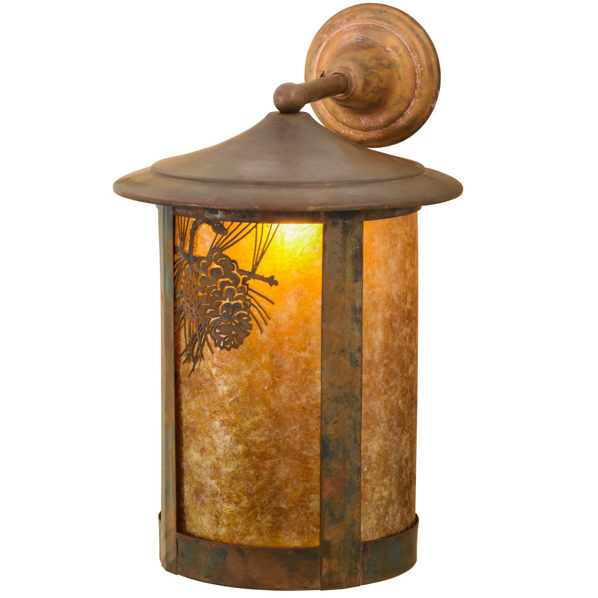 Shown in Vintage Copper Finish finish and Amber Mica glass