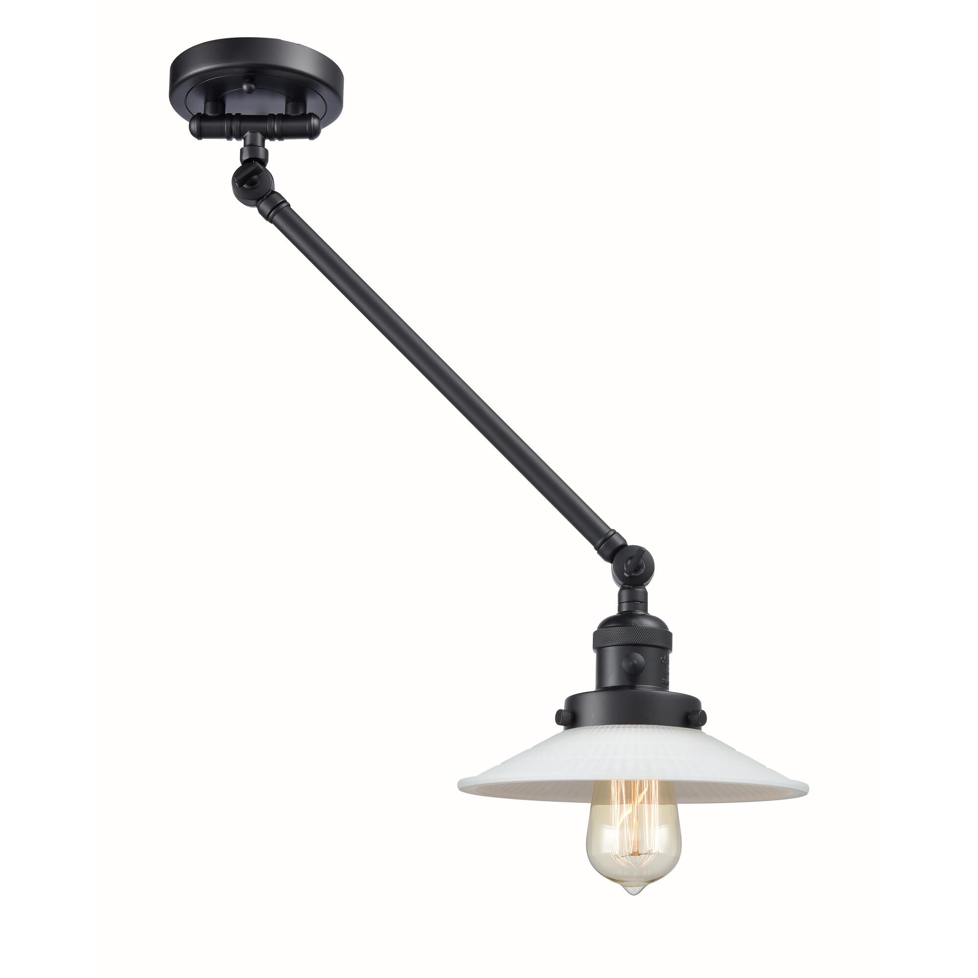 Shown in Matte Black finish and Matte White Halophane - Cone glass