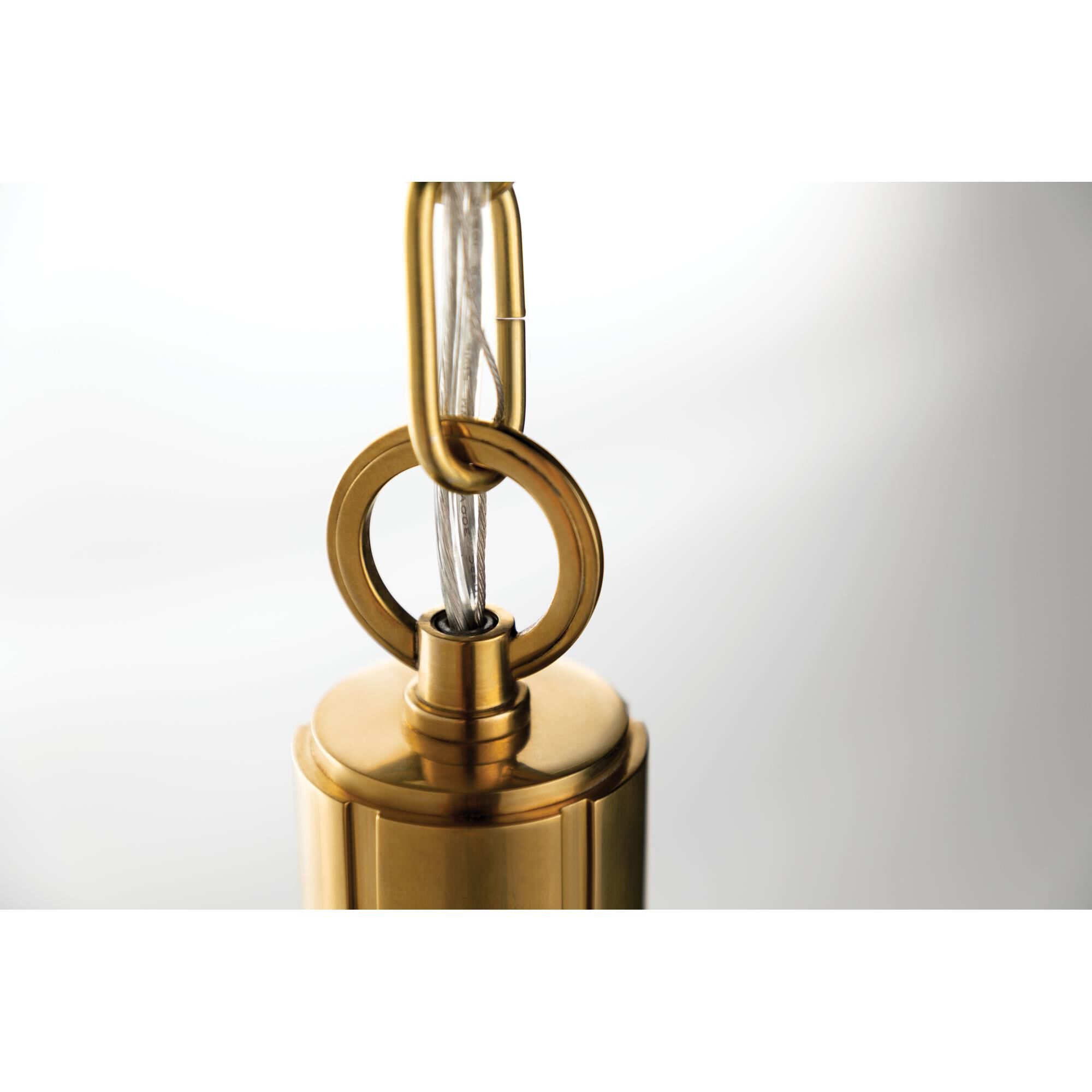 Shown in Aged Brass finish and White Inside-Clear Outside glass